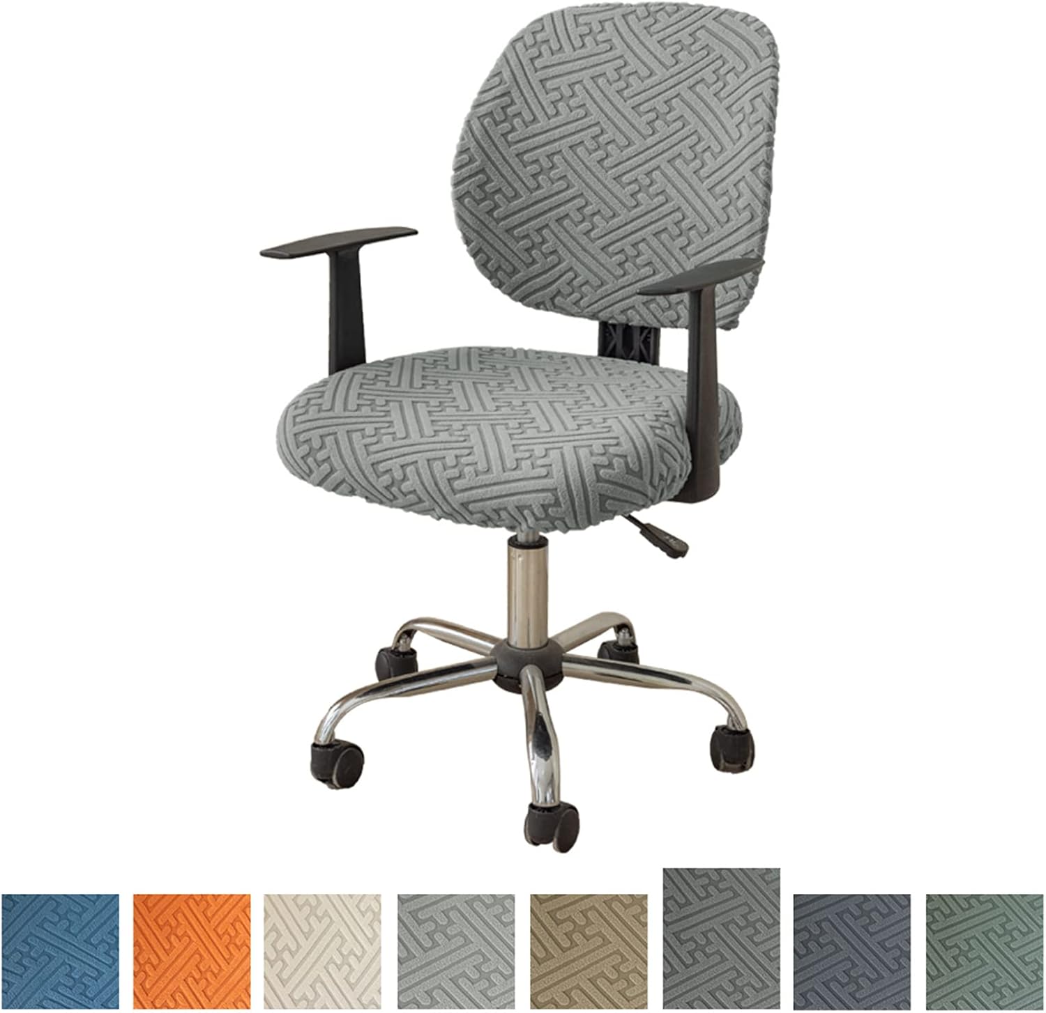 Chair covers with arms Chair Covers Computer Office Chair Cover,Split Stretch Spandex Seat Slipcover,Corn Silk Fabric Removable Washable Rotating Swivel Chair Protective Covers(No Chair) ( Color : Gri