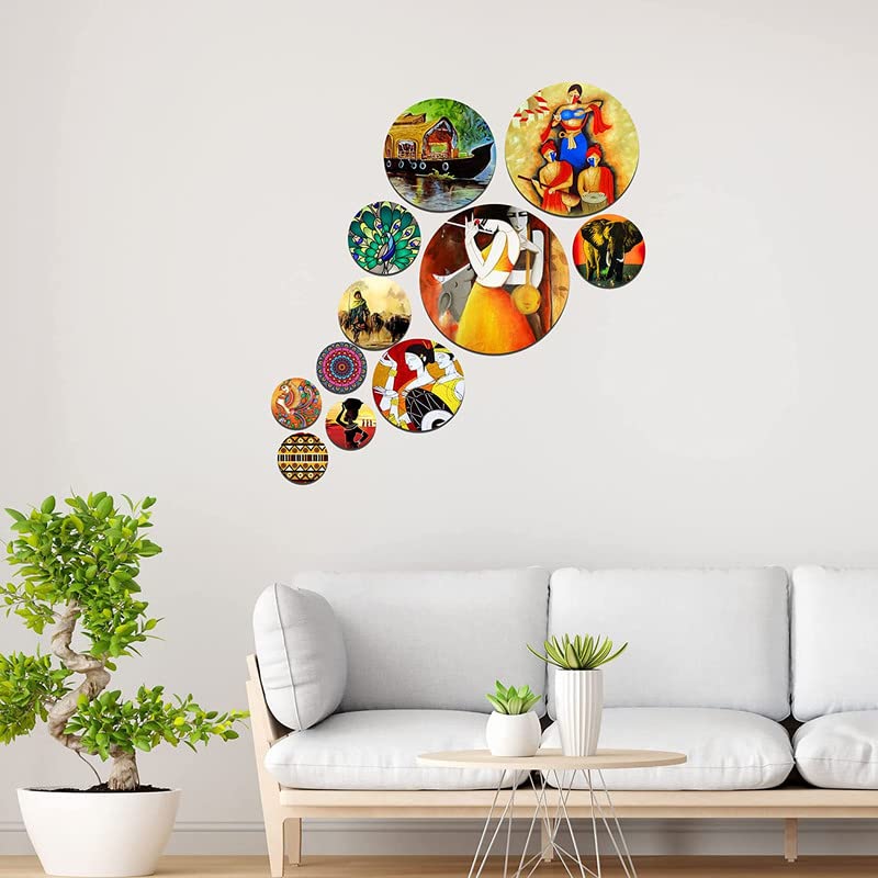 Image of Rajasthani Design Wooden Wall Hanging Decoration Item for Home|Office|Gift|Living Room|Bedroom|Wall Decoration (Multi 4)