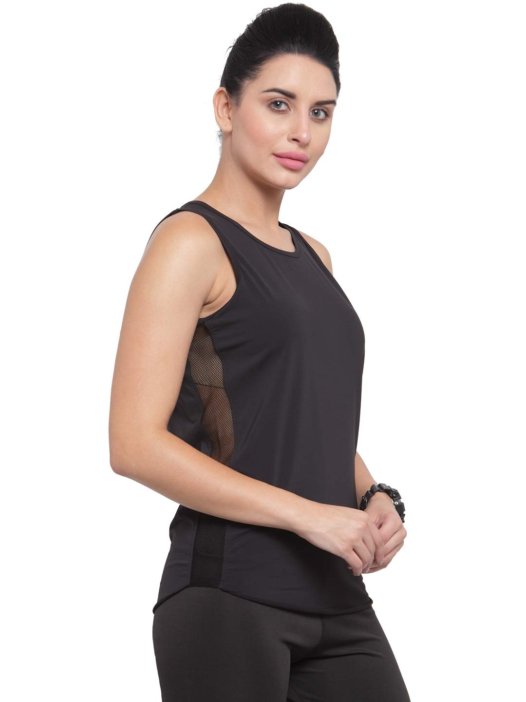 Boston ClubSolid Slim fit with Mesh Women Sports T-Shirt for Gym