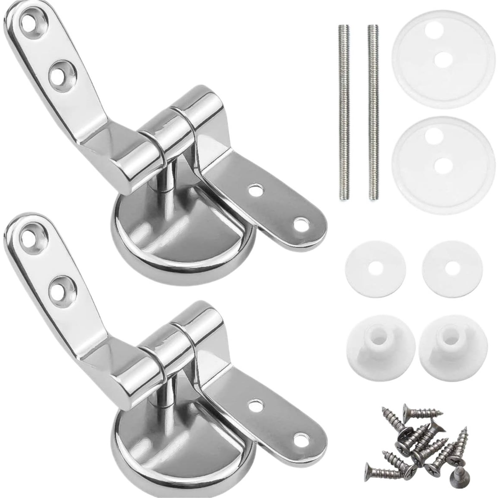 Toilet Hinges Replacement 1/4set Zinc Alloy Toilet Seat Hinges Replacement Kit Lid Connectors Fittings Universal Accessories Repair Parts(1 Set)