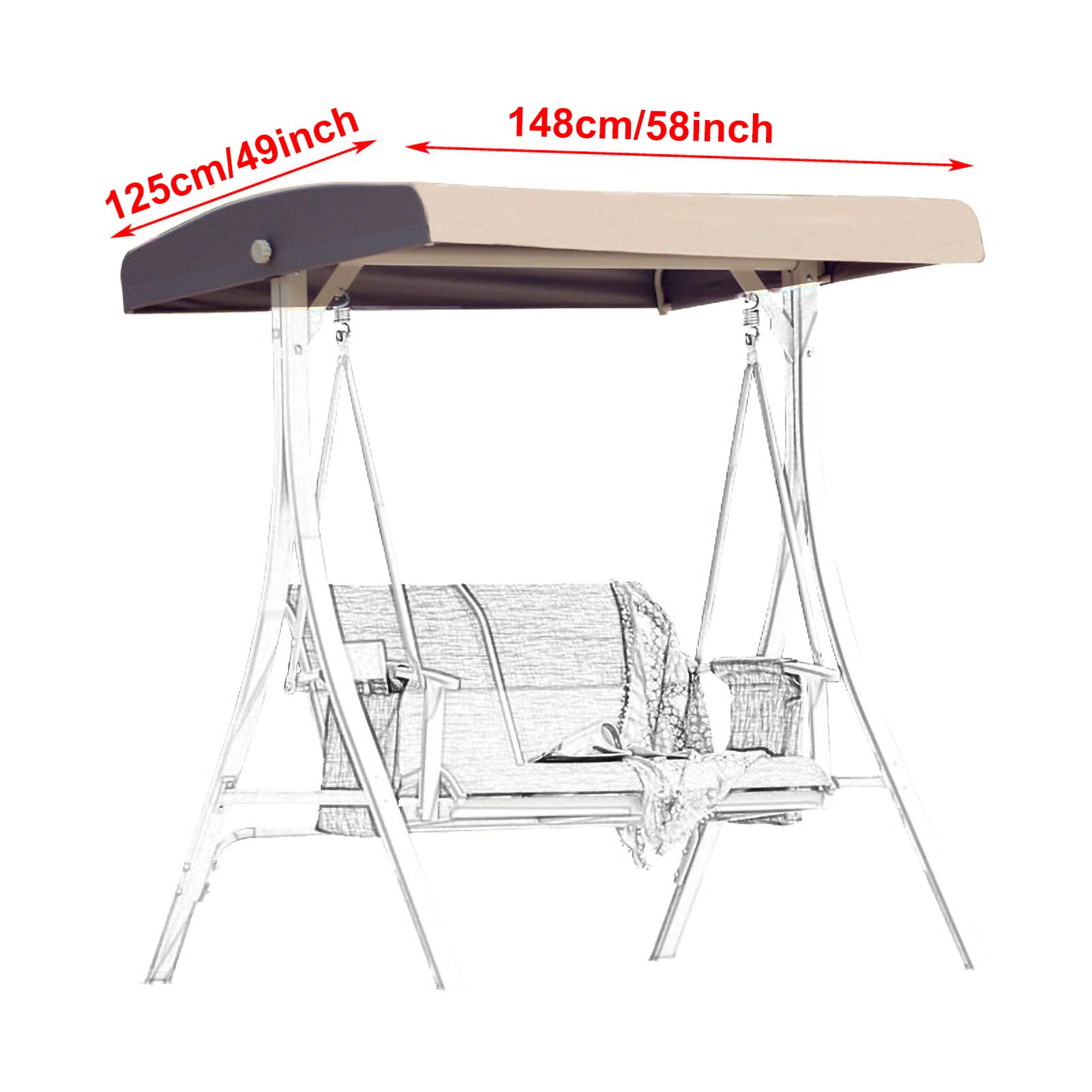 Wasserdichter Polyester-Baldachin, Ersatz für 2–3-Sitzer, Outdoor-Schaukel-Sonnenschutz, Abdeckung für Garten, Terrasse, 148 x 125 cm, Veranda-Schaukel, Baldachin