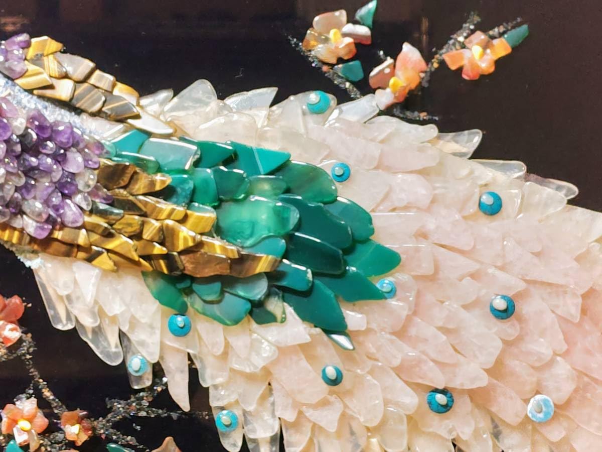 Amazon.co.jp: 孔雀画 壁掛け 絵画 版画 インテリア 原石 宝石  