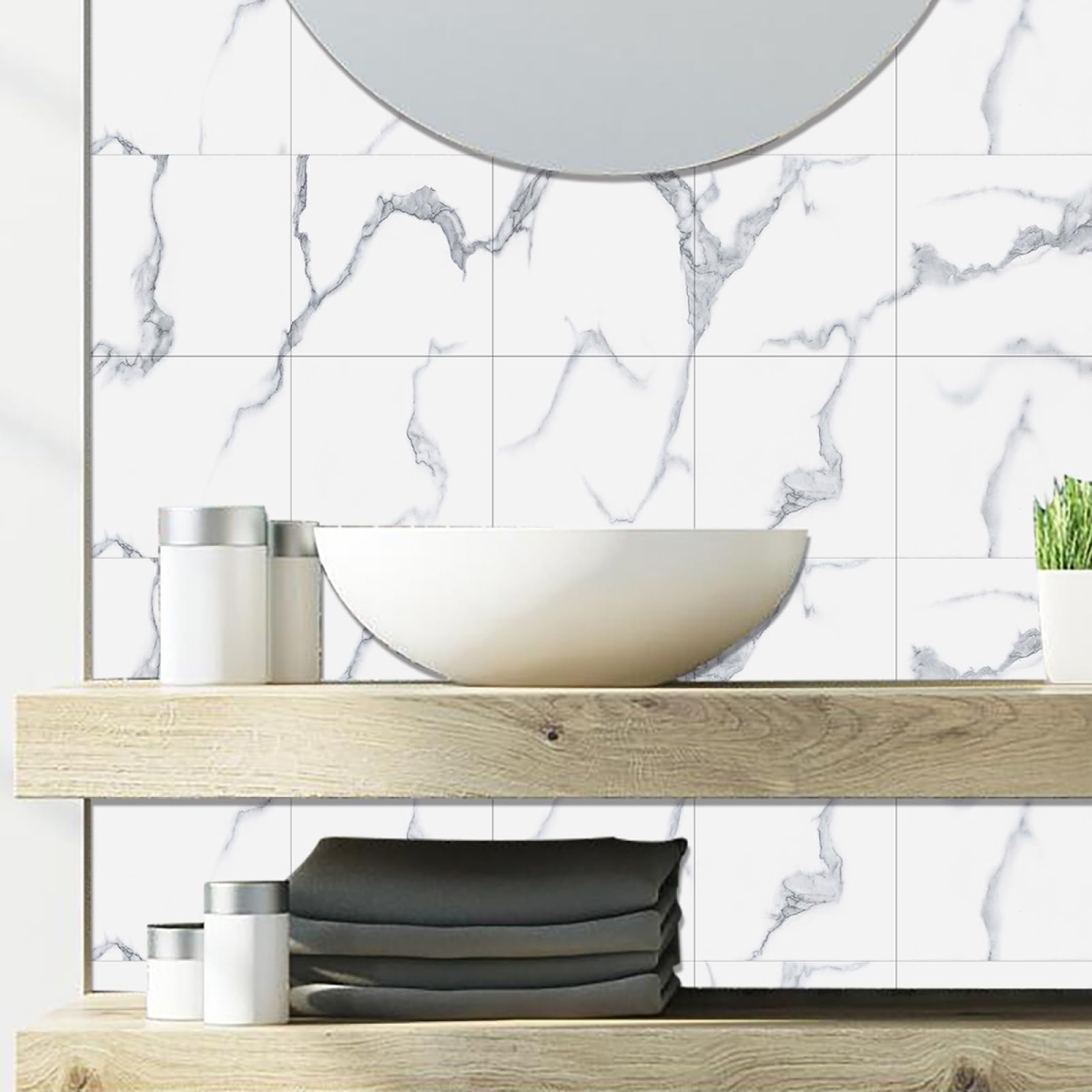 Tile Stickers 20Cm X 20Cm Grey Lines Wall Tile Stickers,Self Adhesive Wall,Tiles Decals Waterproof,Sticker DIY Tiles,Home Decor,Waterproof Oilproof (10Pcs)
