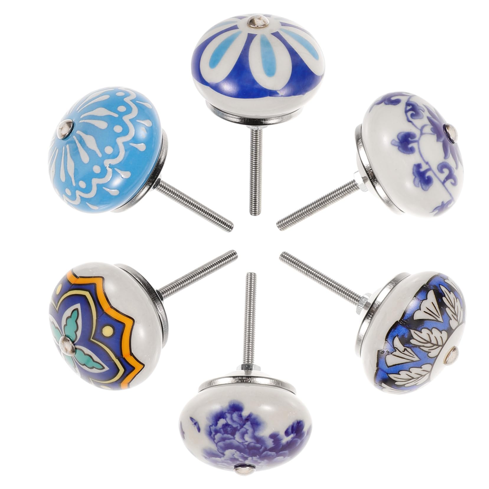 SHINEOFI 6pezzi Pomello Per Mobile in Ceramica Pomello Per Cassetto Foro Singolo Design Rotondo Adatto Mobili Armadi e Altro