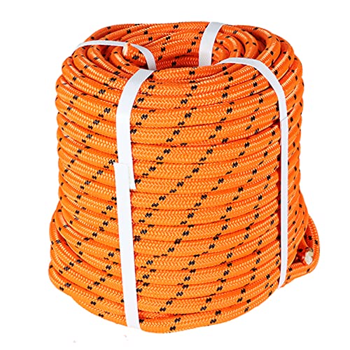 TINVHY 1/2In x 200FT Arborist Bull Rope Double Braid Polyester Rigging Hoisting Line High Strength Tree Rope,Orange & Black