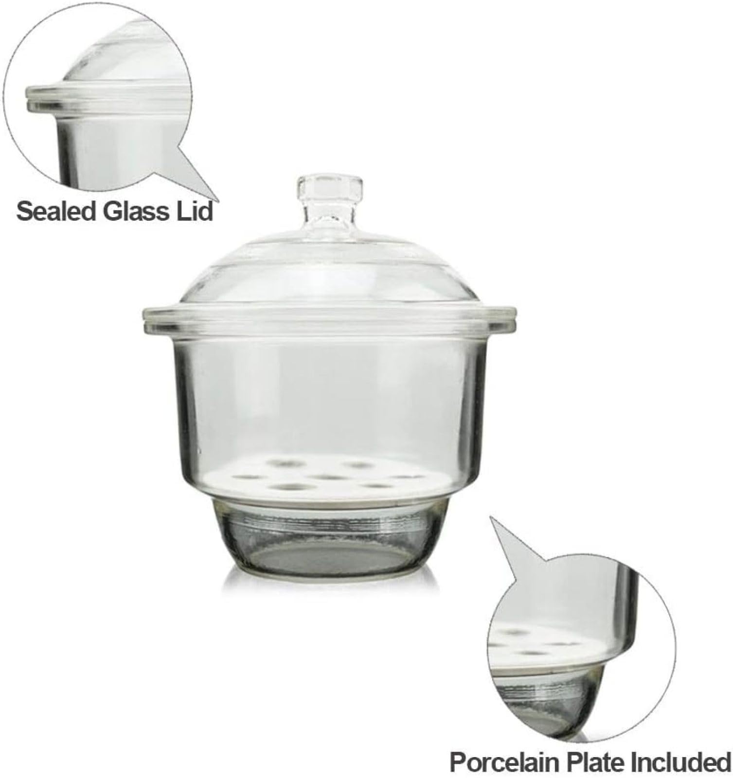 Equipo De Secado De Laboratorio, Desecador De Vidrio Con Fondo Polipropileno Blanco Placa De Porcelana De 9,4 Pulgadas Frasco De Vacío Policarbonato Plástico Para Investigación Laboratorio,120 Mm