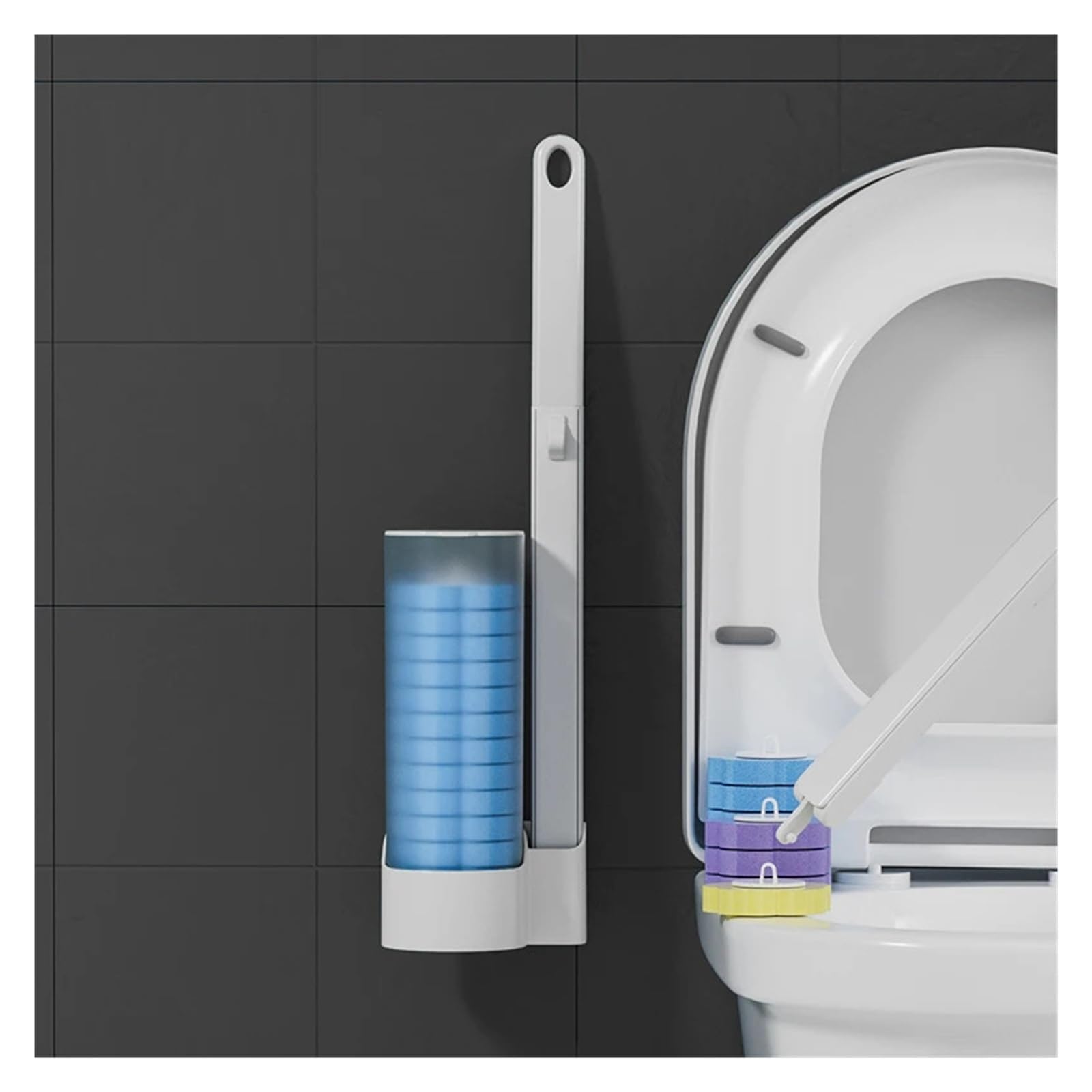 WC-Bürsten-Set, 24-teilig, Ersatzköpfe, Wandmontage, Reinigungswerkzeug für Badezimmer, WC-Bürste, Zubehör für mühelose Hygiene