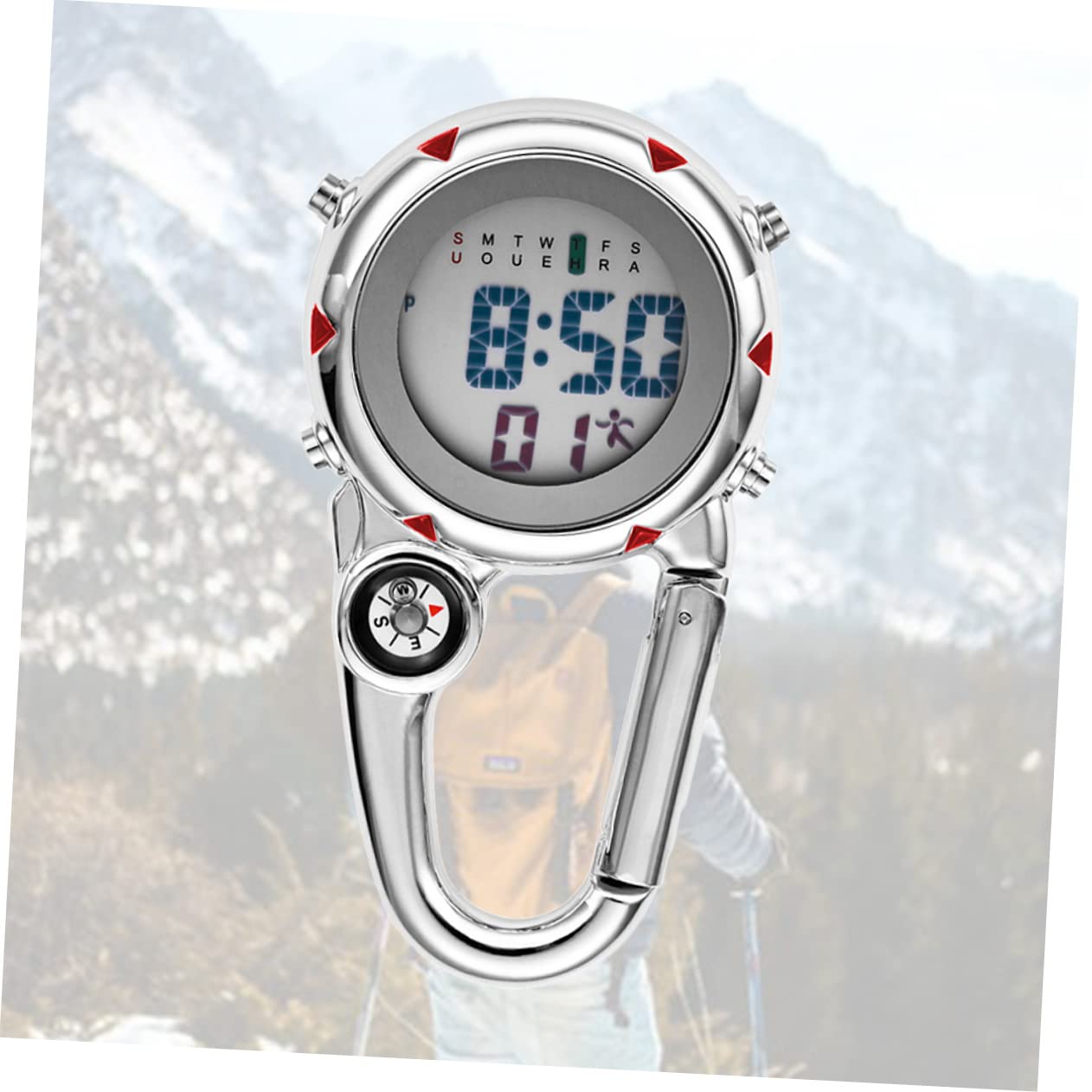 LIFKOME 3stücke Unisex Karabineruhr Aus Edelstahl Mit Quarzwerk Multifunktionale Uhr Für Outdoor-aktivitäten Langlebig Und Stilvoll Für Bergsteigen Und Wandern