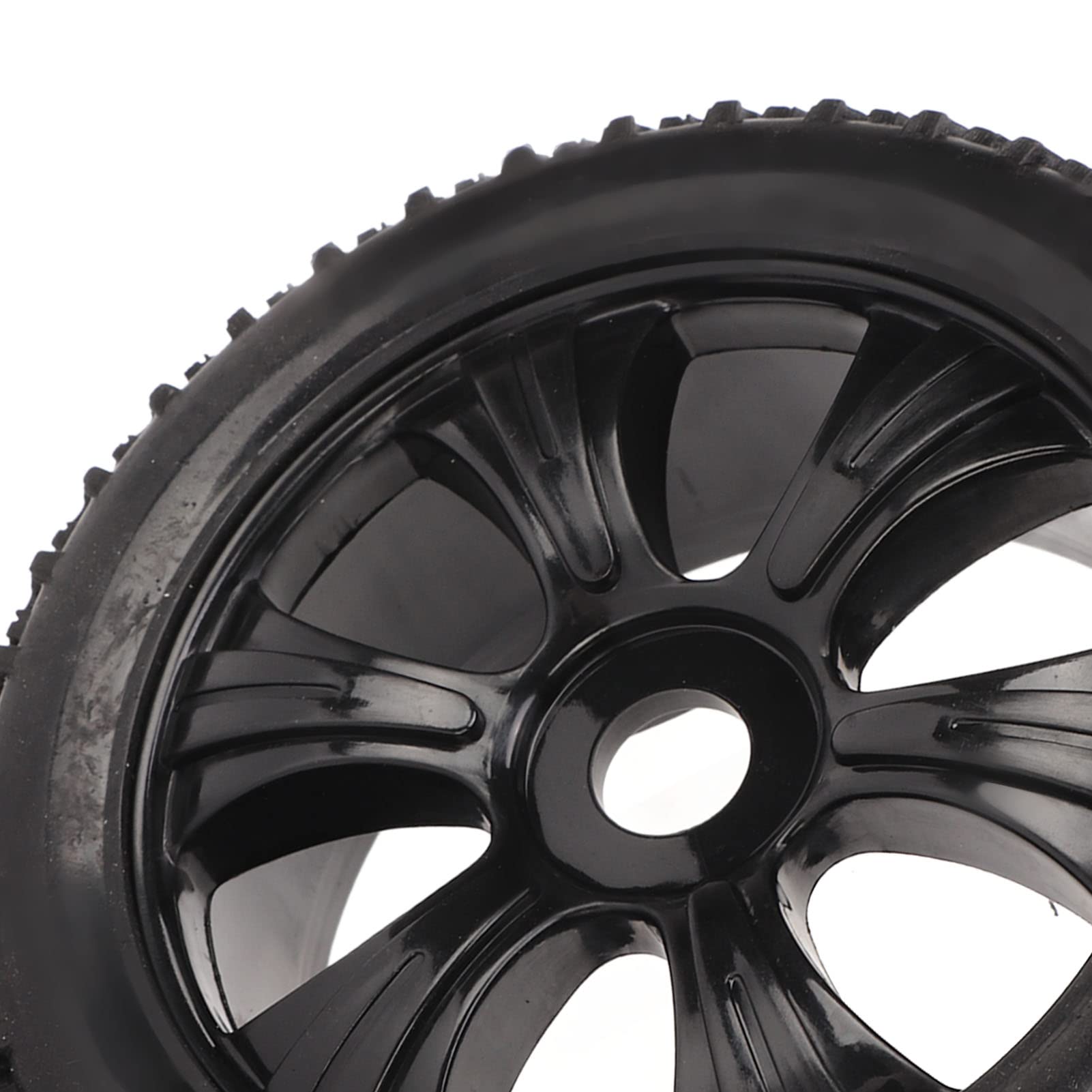 Pneumatico Corto per Camion, Gomma Plastica Resistente all'Usura 4 Pezzi Sostituzione Pneumatici RC per Modellini in Scala 1/10 (Nero)