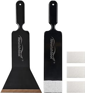 NEWISHTOOL Window Tint Tools Bulldozer Squeegee Kit, Black Bulldozer Squeegee & Scrubber Paddle Scraper with Spare Scouring Pads for Windshield Cleaning Window Film Installing, Long Handle Tint Tools