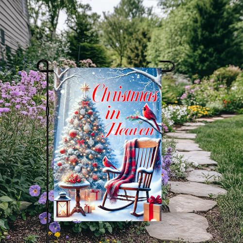 Image of BlissYard Christmas Garden Flag 12x18 Inch Memorial Red Bird Yard Decor