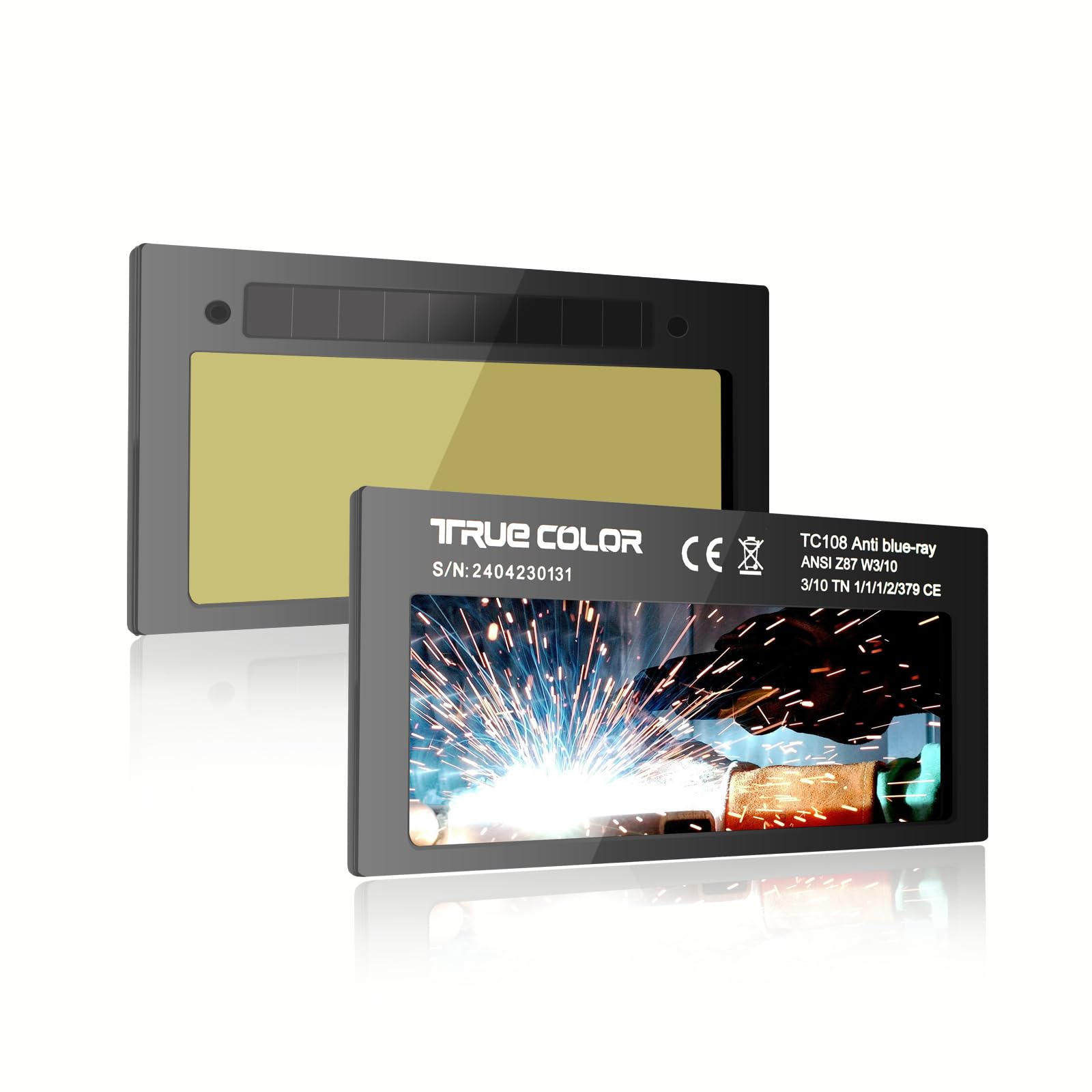 Gold Shade 10 Auto Darkening Welding Lens 2x4 1/4,True Color Blue Welding Lens,True Color Technology,Solar Charging,Fit Most Pancake and Pipeliner
