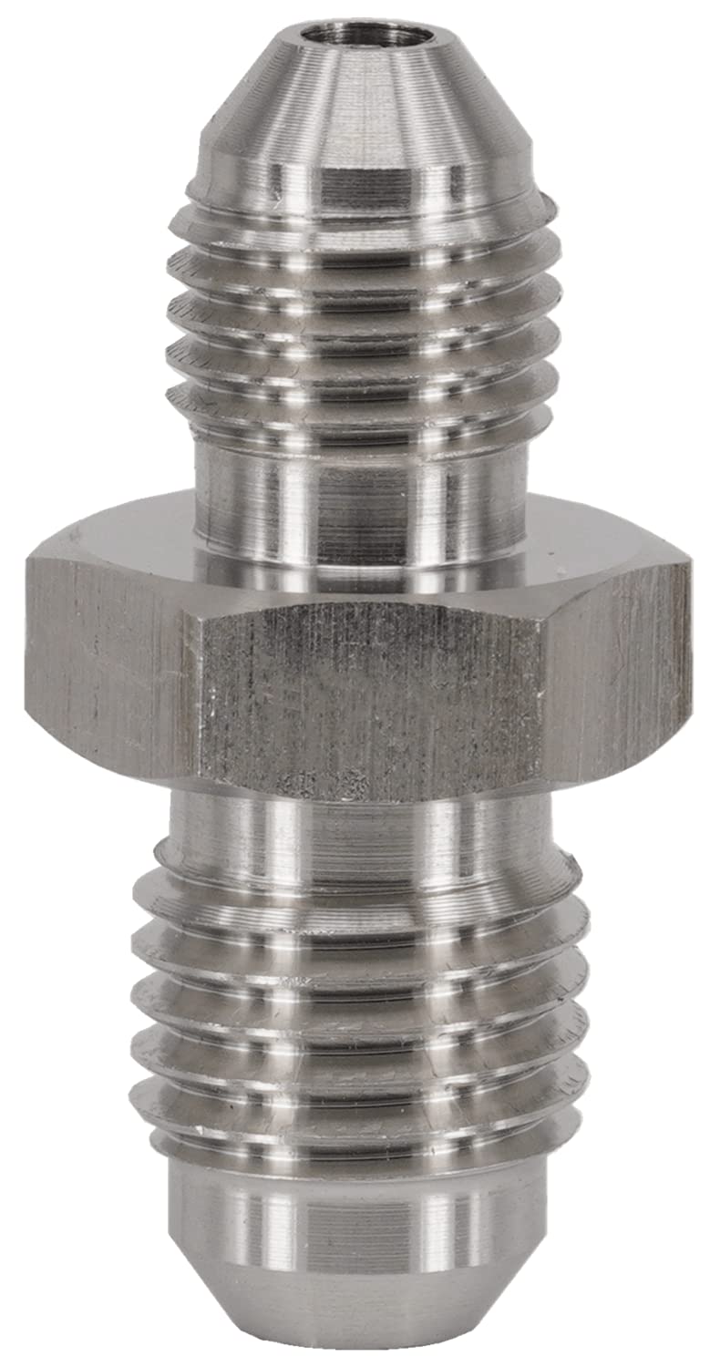 Dsnaduo Men's Silver 3An An3 Flare To An4 Pipe Stainless Steel Brake Hose Fitting Adapter Union Connector,Brake And Clutch Adapter Fitting 3/8"-24 To 7/16"-20