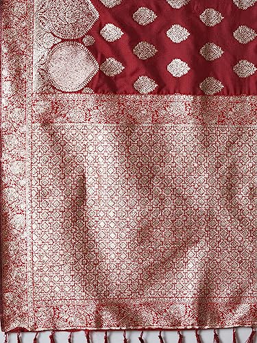 Image of AKHILAM Women's Woven Design Banarasi Silk Saree With Unstitched Blouse Piece (MAHI4001 Parent)