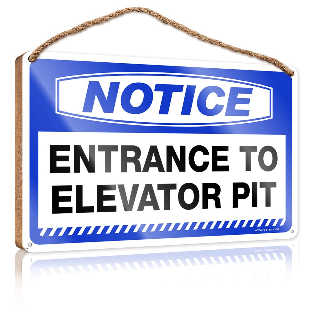 DTHA Funny Sign Decor Notice Entrance To Elevator Pit Wooden Sign Fall Porch Sign Spring Decor(15X28CM)