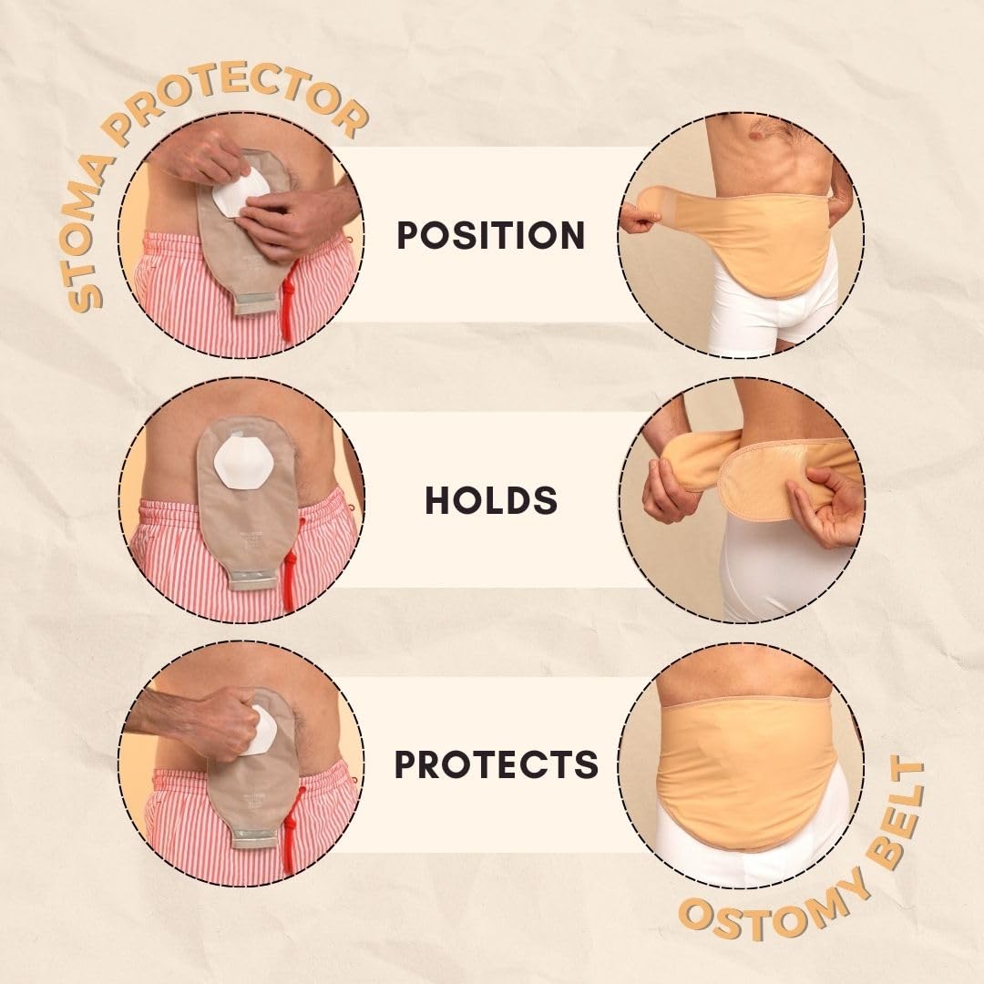 SIIL Cinturón de ostomía para hombre + protector | Fundas para bolsas de colostomía e ileostomía para deportes y natación | Cinturón de estoma sigiloso con cremallera | Soporte discreto para ostomía |
