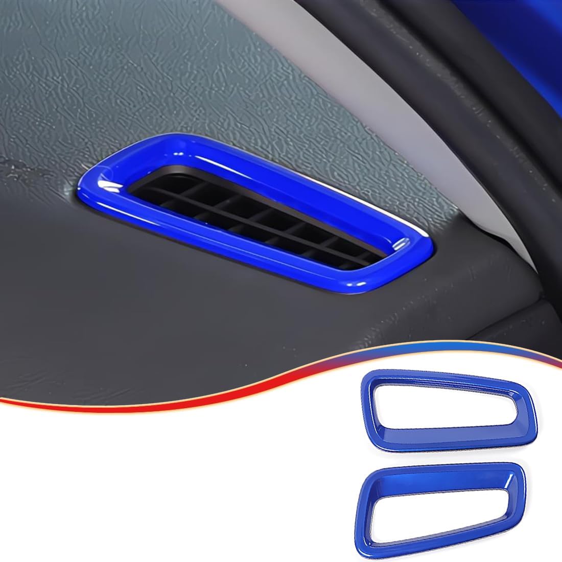 MUXEE 11th Gen Civic 2PCS Dashboard Upper Air Vent Cover Trim for Honda Civic 2022 2023 2024 2025 2026 - ABS Blue Sport Interior Accessories