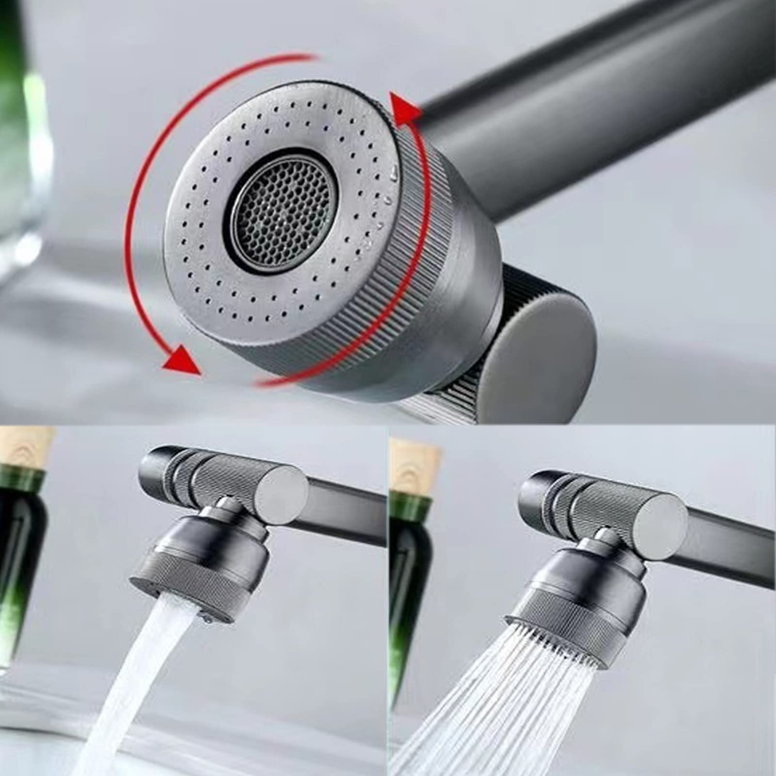 Grifo Lavabo, 360° Flexible Rotación Grifo Baño 2 Funciones Grifo Monomando Lavabo Latón Grifo Alto Lavabo con Aireador a Prueba de Salpicaduras, Agua Fria y Caliente Disponible
