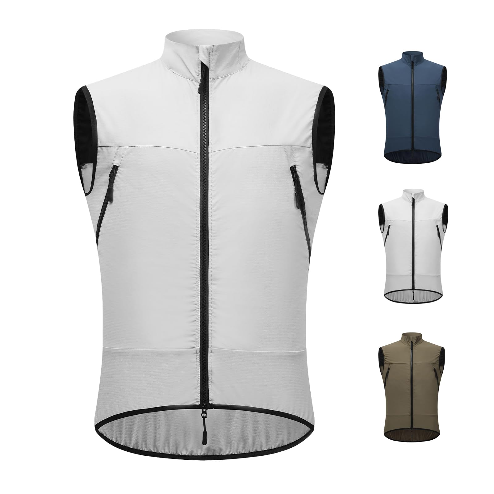 Gilet de cyclisme d'été ultraléger respirant sans manches imperméable et coupe-vent avec protection solaire et bandes réfléchissantes idéal pour le VTT et la course à pied