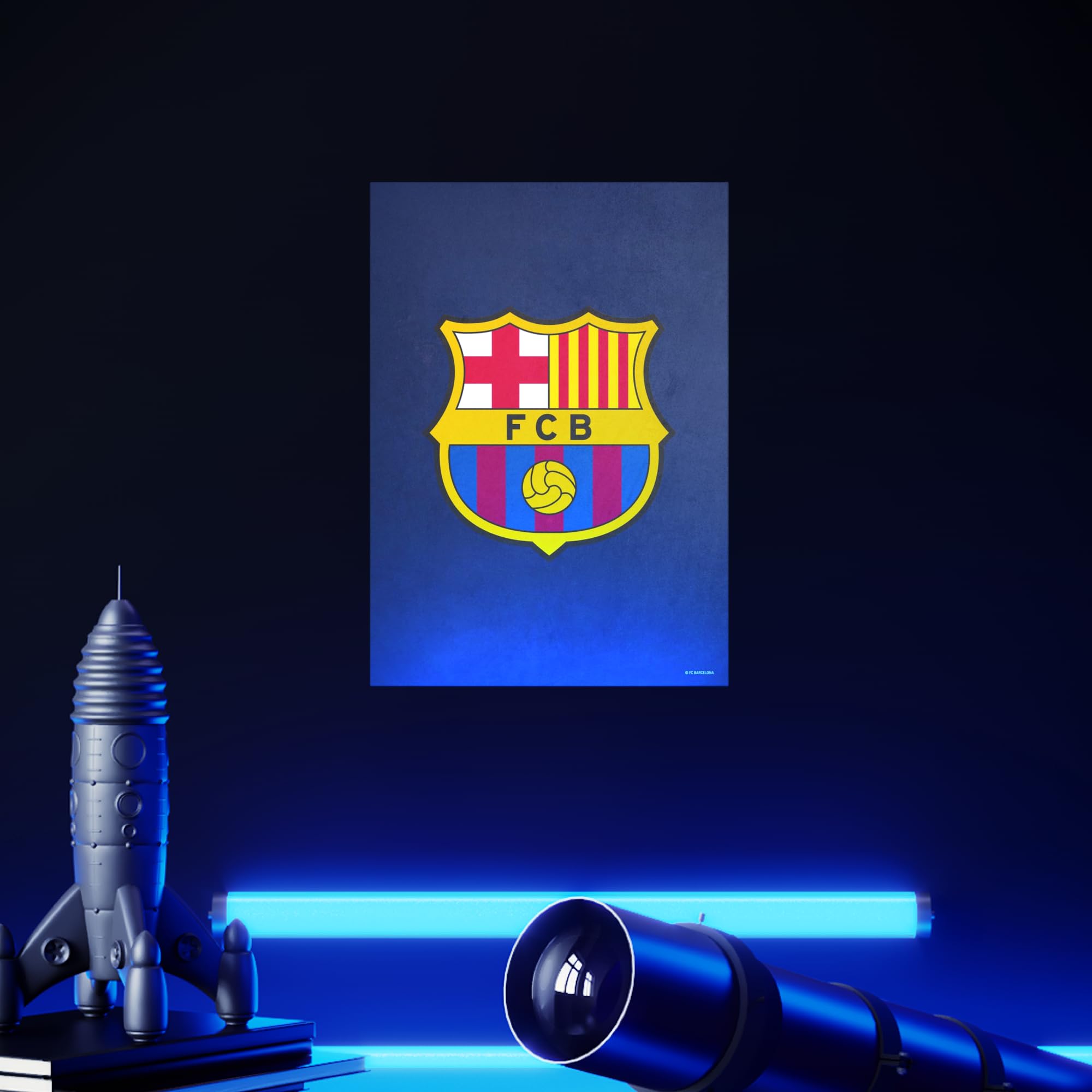 Displate - Poster in metallo – montaggio magnetico – FC Barcelona – Crest – Dimensione M – 32 x 45 cm opaco
