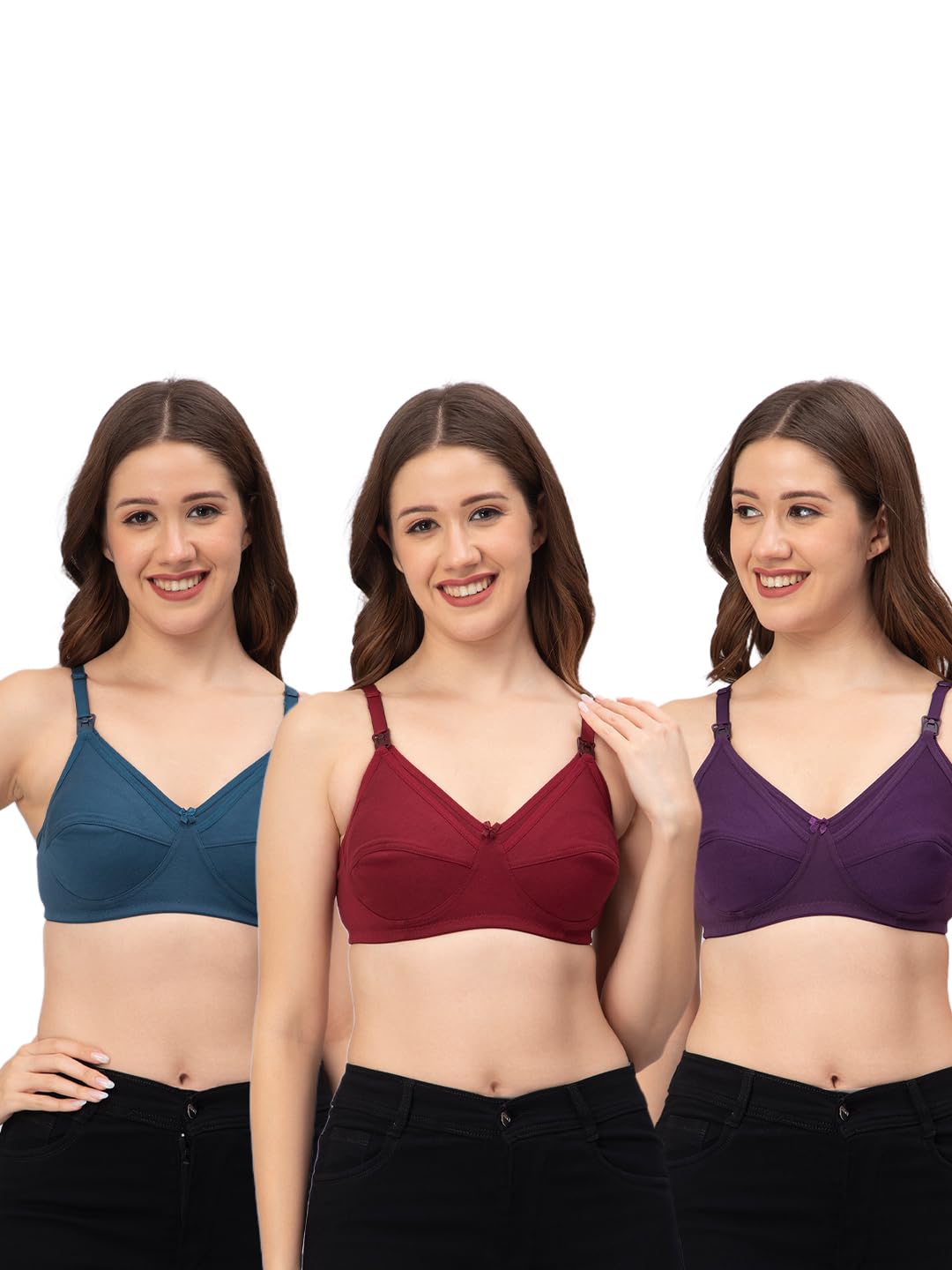 Cotton Non-Padded and Non-Wired Maternity Nursing Feeding Bra for Women |Post Pregnancy Easy to Breastfeed | Cup Size: C