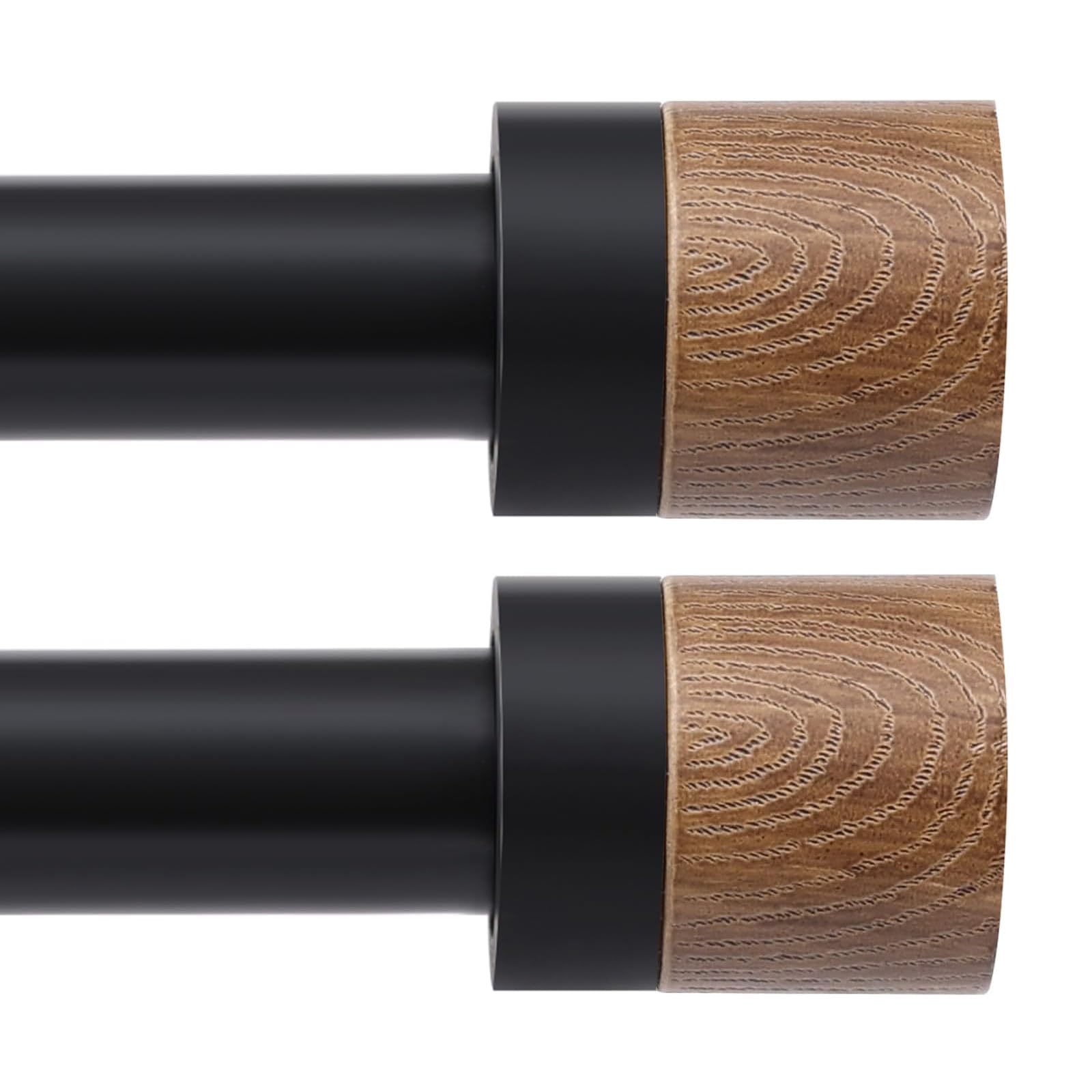 Wood Curtain Rods for Windows 32 to 45 Inches(2.6-3.75ft),1 inch Adjustable Window Curtain Rods with Imitation Wood Grain Finials,Heavy Duty Decorative Drapery Rod for Bedroom,Kitchen and patio 2 Pack