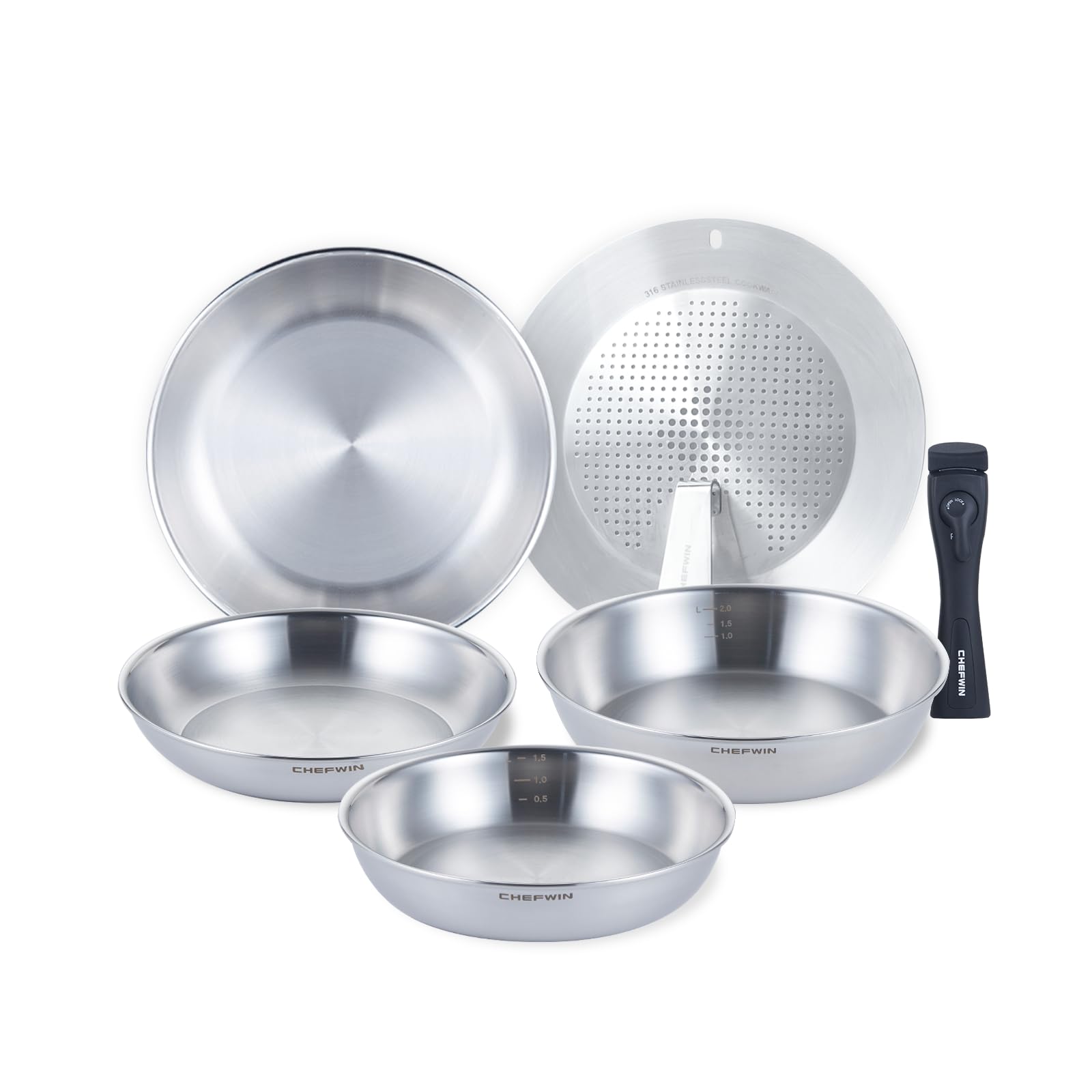 CHEFWIN 316 Stainless Steel Removable Handle Cookware