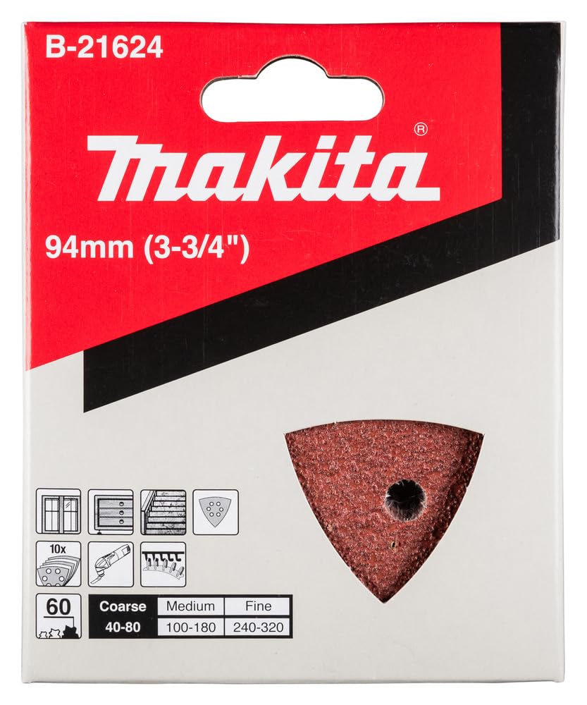 Makita B-21624 Carta Abrasiva 94mm, GR.60 GR.60 Velcro Legno 10pz