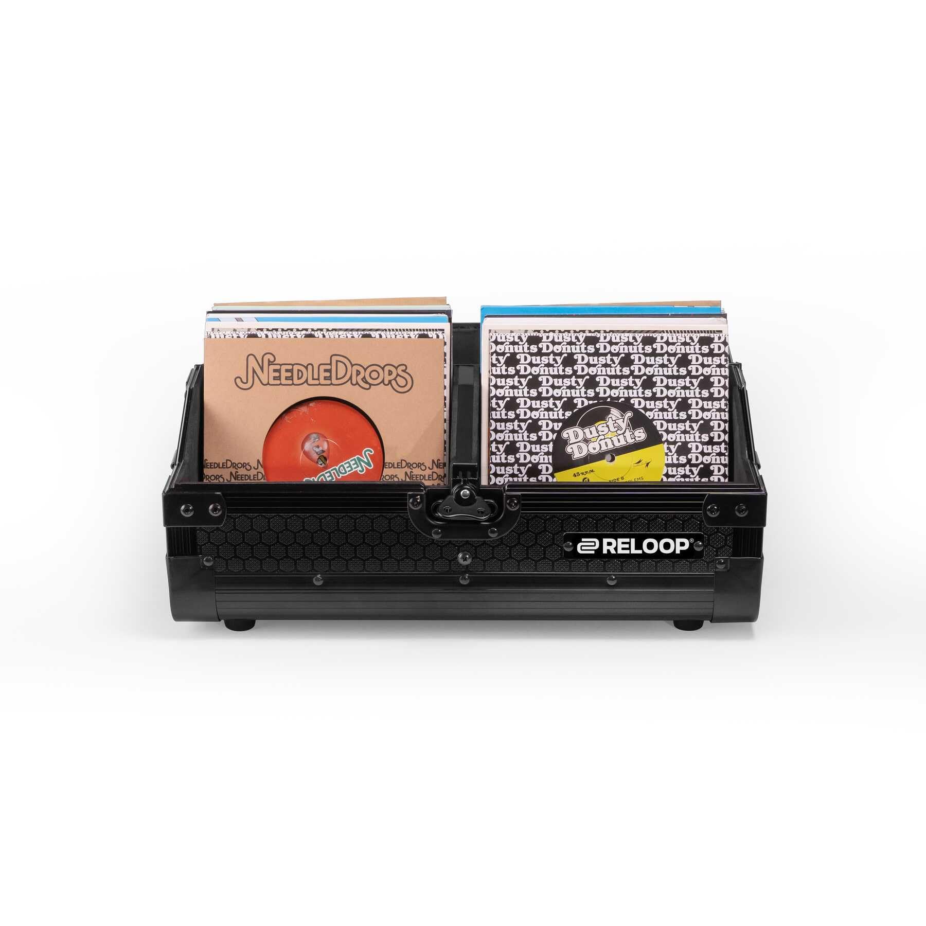 Reloop 7'' Record Case 150 Black - Robuste Konstruktion mit kratzfester Hexa-Oberfläche in mattem Schwarz