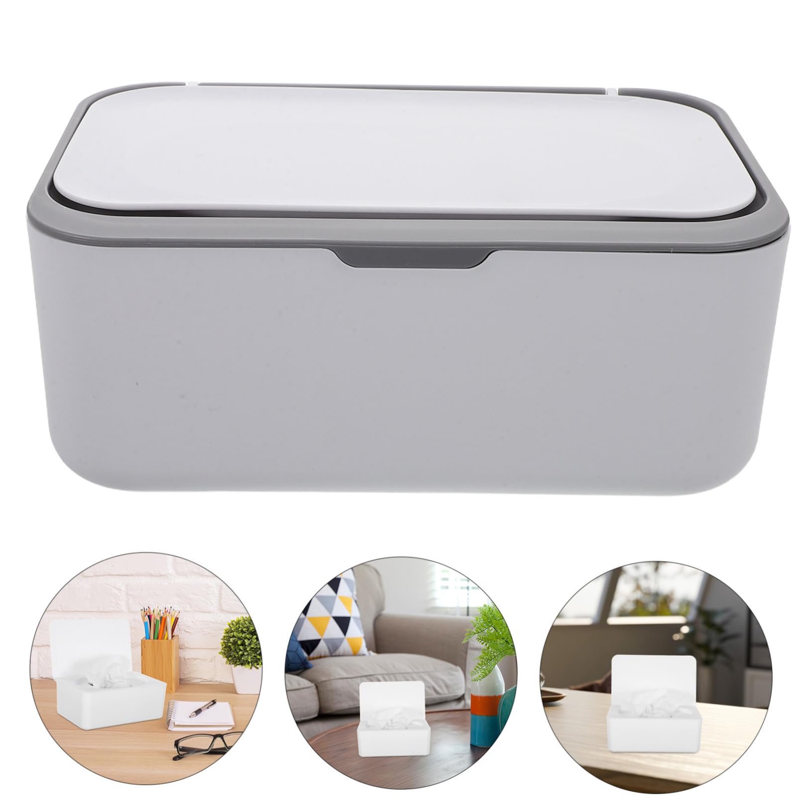 PRETYZOOM 4 Pièces boîte de mouchoirs humides Case de Linge de Voyage boîtes à Serviettes de ménage Porte-mouchoirs de Rangement récipient Distributeur de lingettes PP Blanche