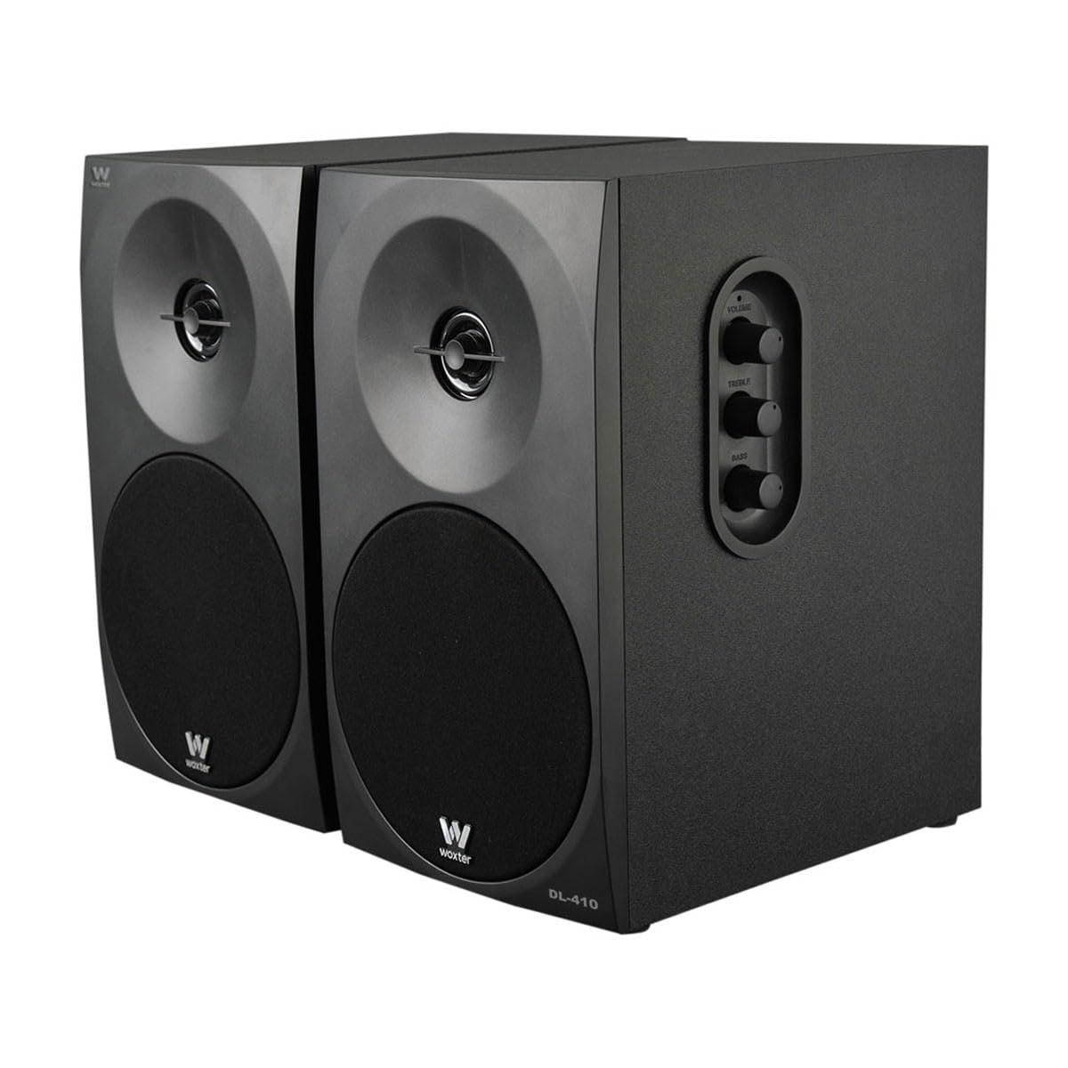 Woxter Dynamic Line 410 Black – 2.0 głośnik stereo (zasilanie o mocy 150 W, drewno, 4 głośniki niskotonowe, 2 głośniki wysokotonowe, 3,5 mm, RCA, system Bass Reflex Control (głośność, wysokie tony,