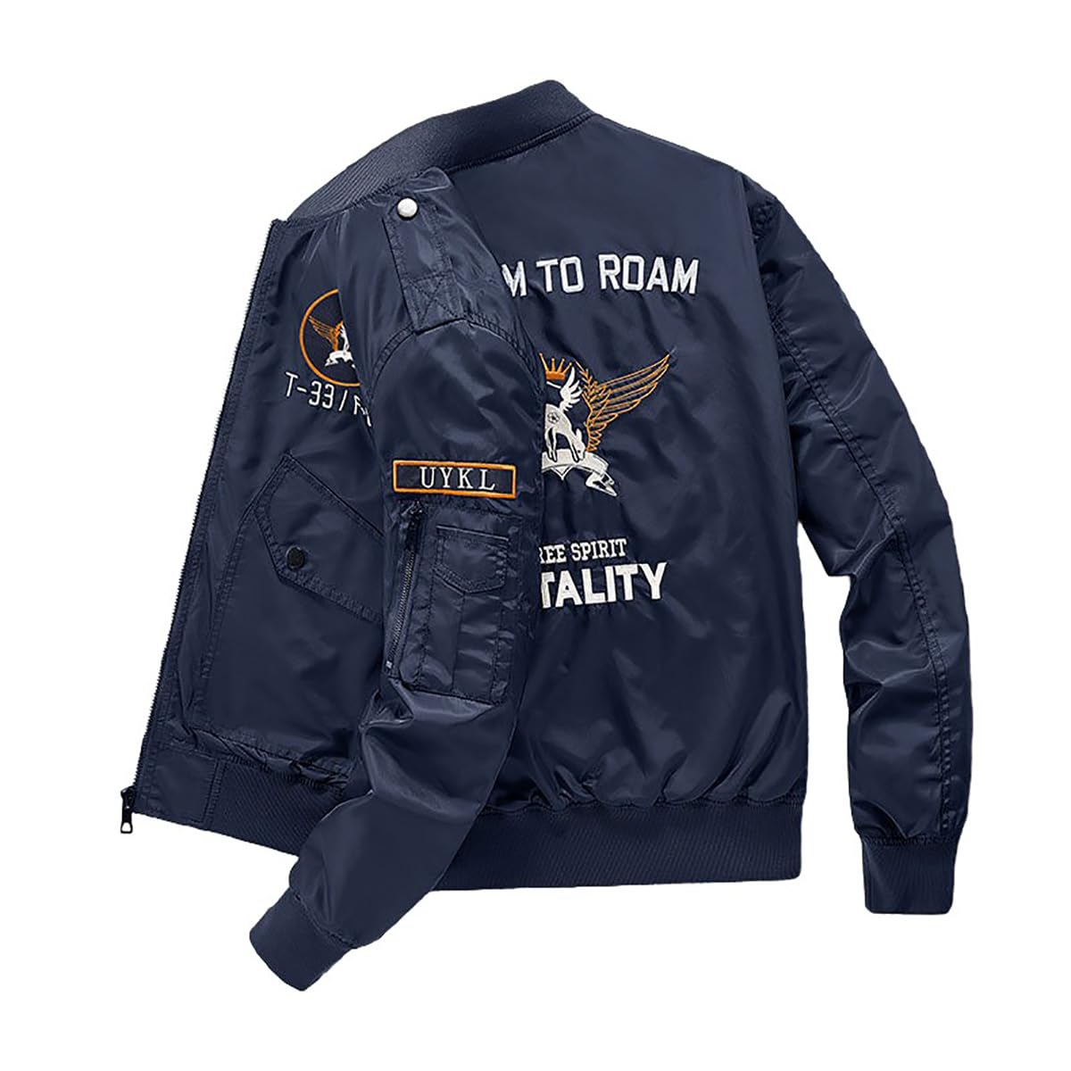 BININBOX Chaqueta de Aviador para Hombre Cazadora Bomber con Cuello Alzado Chaqueta de Otoño e Invierno