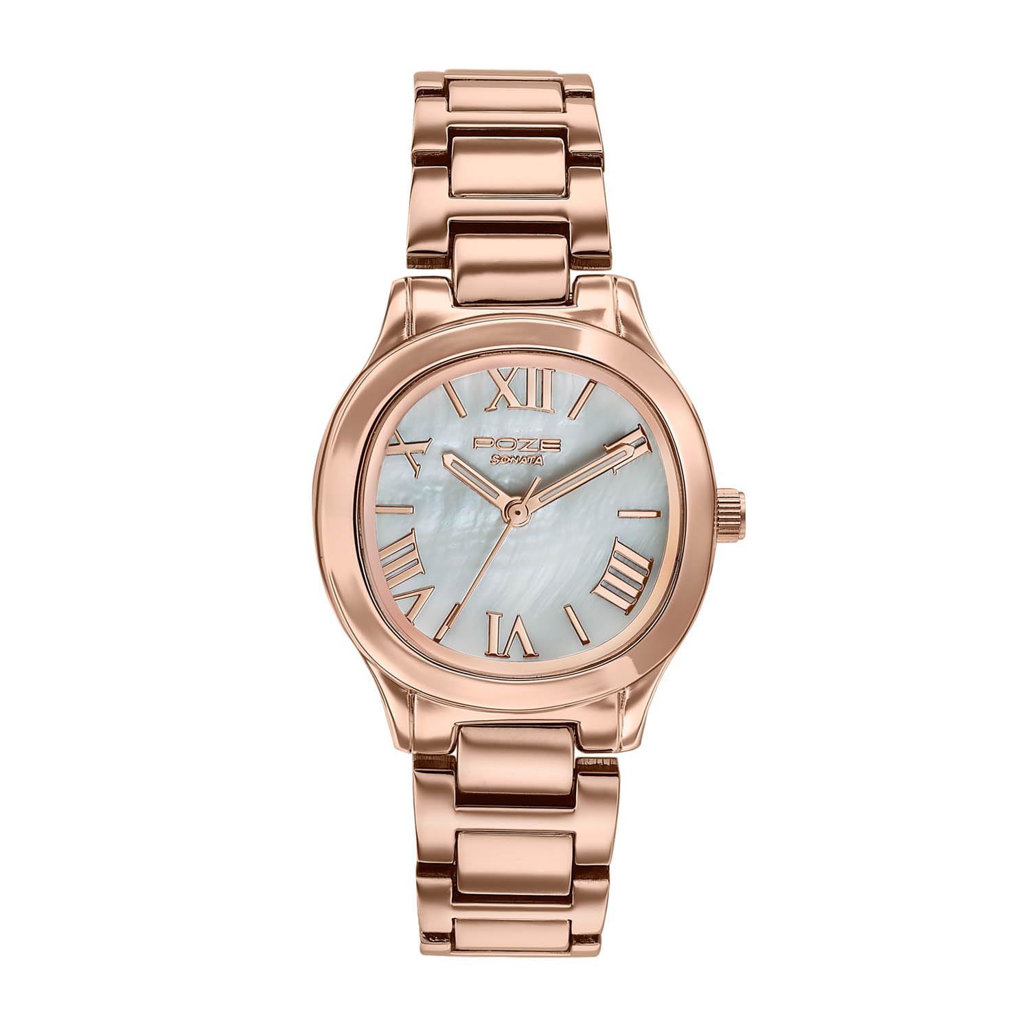 Sonata Poze 8 Quartz Analog with MOP- White Dial IP Rose Gold Alloy Strap Watch for Women - SP80162WM01W-image-19