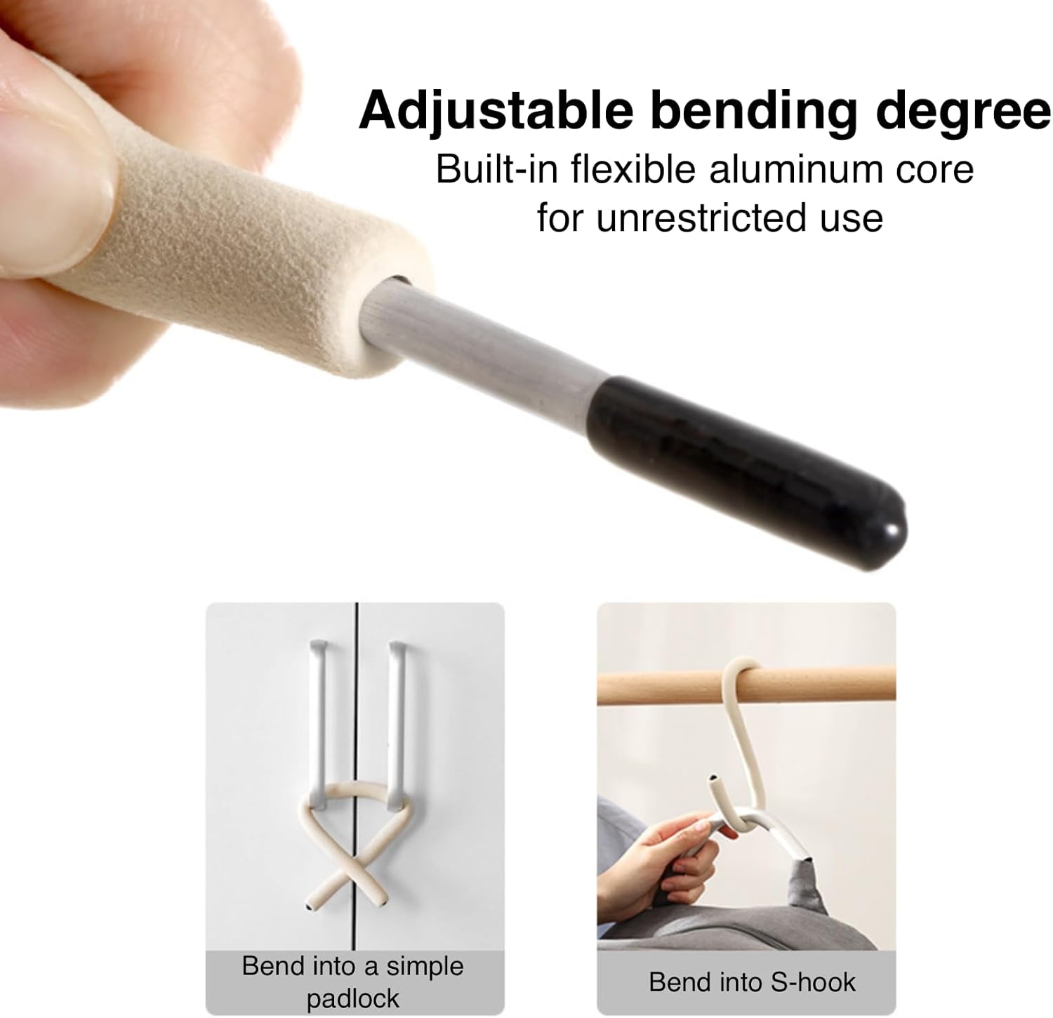 2 Pcs Multi-Function Utility Hooks for Hanging, Bendable Hanging Hooks for Phone Stand Holder, Cabinet Lock, Closet, Car, Electronic Cable Organizer