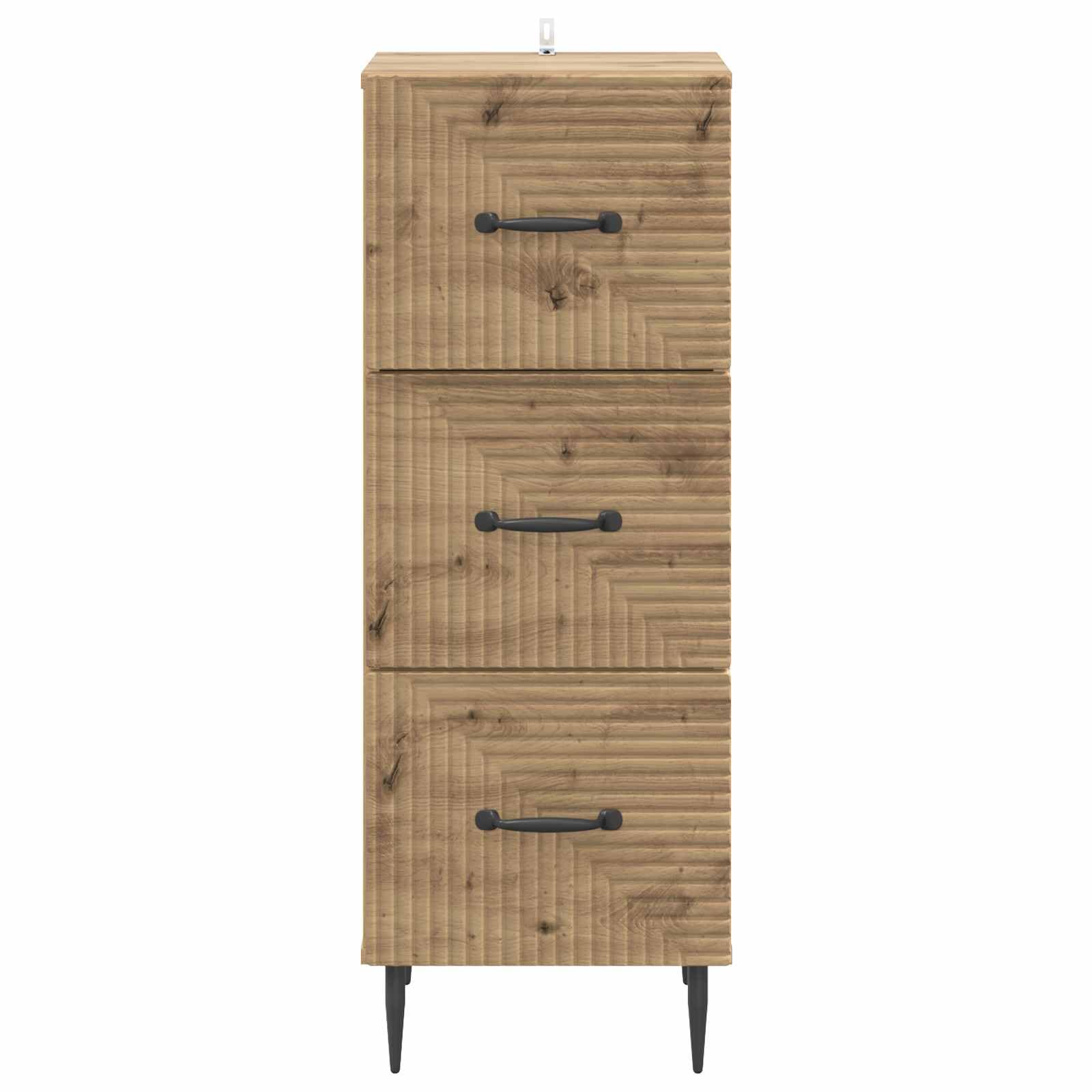 Cassettiera in rovere Artisan, 33 x 34,5 x 89,5 cm, con 3 cassetti, versatile per soggiorno, ufficio, corridoio e officina