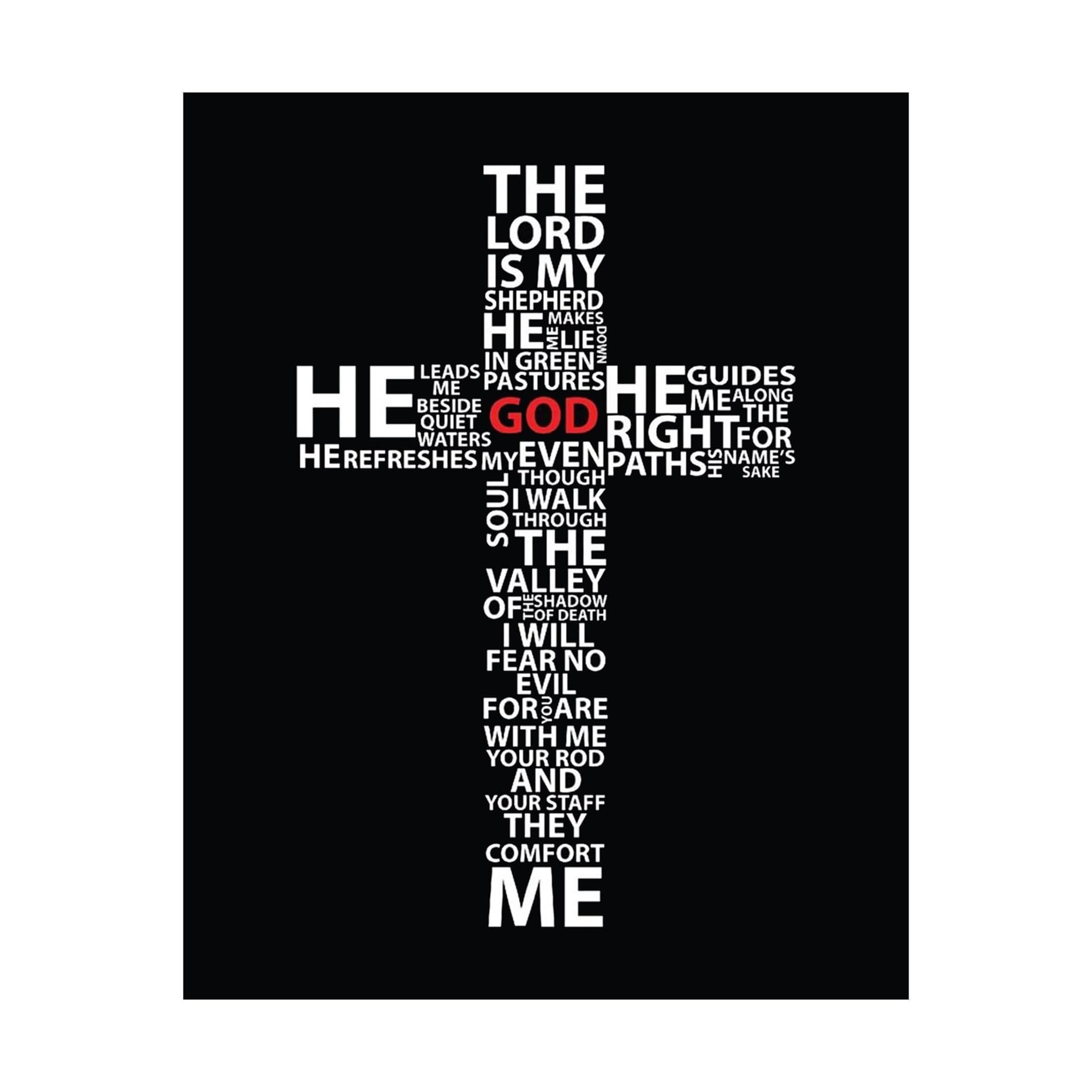 HGETJOHXEM Religious Typography Poster - The Lord Is My Shepherd Psalm 23 Scripture Art for Faith-Based Home Decor Gift​(Framed,12x18inch(30x45cm))