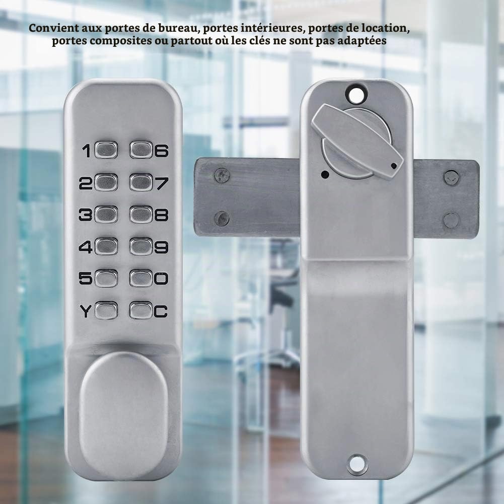 Serrure à Code Mécanique Verrou de Service en Alliage de Zinc Verrouillage De Porte Entré Sécurité Idéal pour La Porte de Garage, Convient aux Portes d'une épaisseur de 10 à 65 mm