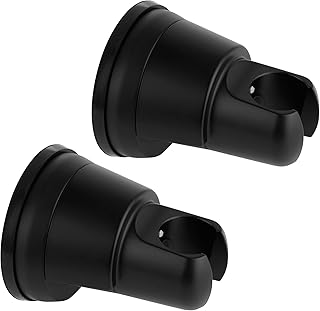 Hibbent 2 Pack Vacuum Suction Cup Shower Head Holder, Removable Shower Head Bracket, Height Adjustable Wall Mount ABS Plastic Suction Holder for Handheld Showerhead, Matte Black