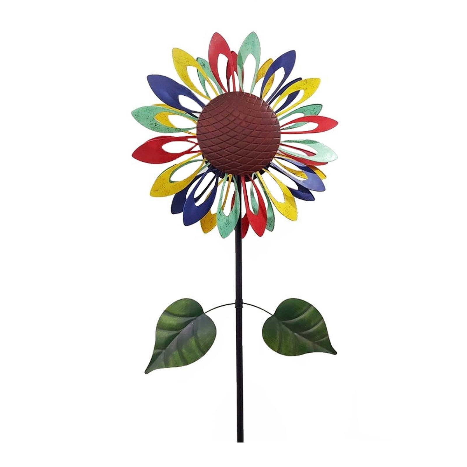 Tournesols À Vent Métal Tournesol 210 Cm for L'extérieur avec Éclairage LED