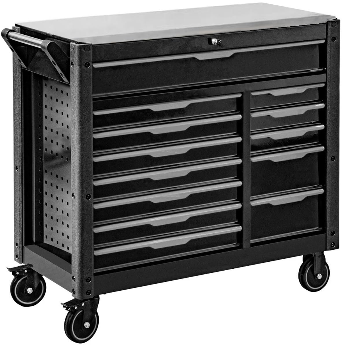 JOMAFA Carro de Taller Grande de 13 cajones con Bandeja de Acero Inoxidable, Edición XXL con 6 modulos de Herramientas Azul