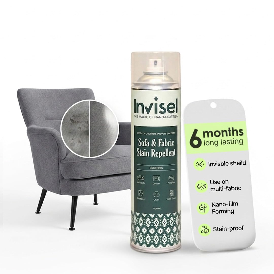 Invisel Fabric & Upholstery Protector Spray – 600ml | Stain-Proof Nano Coating for Sofas, Carpets, Dining Chairs & Upholstery | Invisible, Water & Stain Repellent | Easy-to-Use Aerosol Spray-image-12