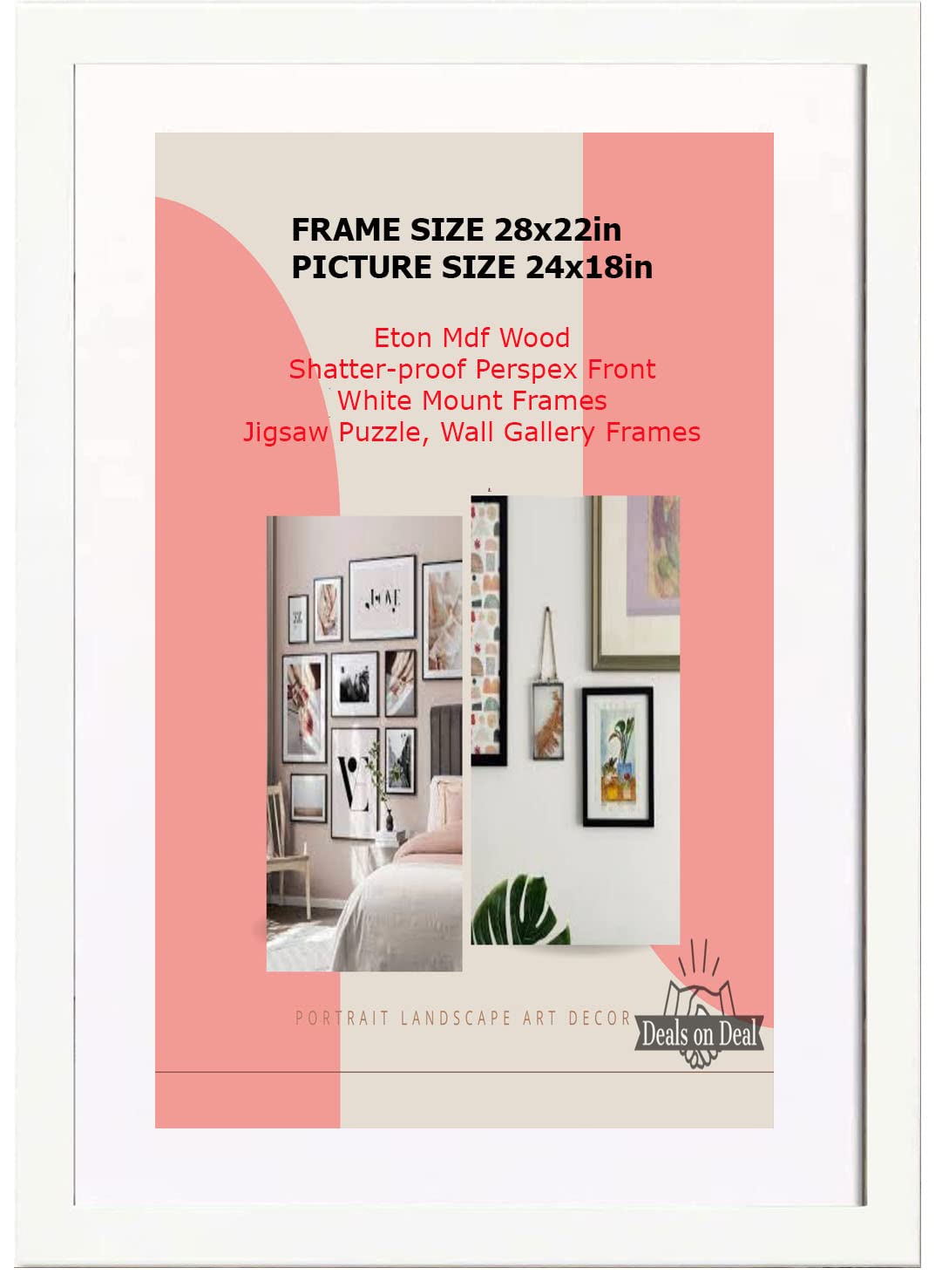 DEALS ON DEAL Poster frames 28x22 with Mount for 24x18 | Clear Acrylic Solid Wooden Picture Frames | Jigsaw Puzzle Wall Décor display Horizontally or Vertically