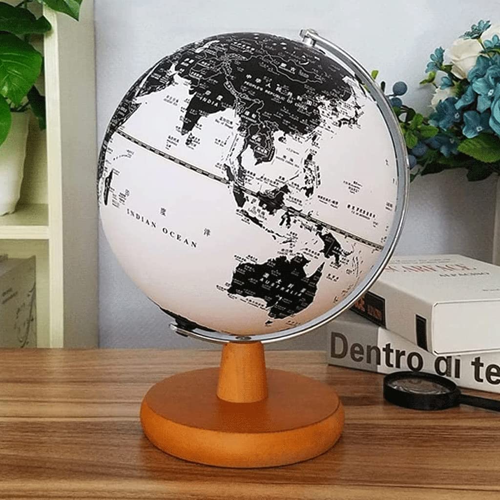 globus Elegante Klassieke Nieuwste Met Chroom Metalen Voet Stand Zwart-wit Globe Globe Verlichting Led Wereldbol Voor Home Office 9.8" jasne