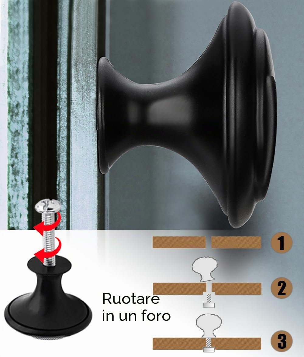 25 Pezzi Pomelli Rotondi per Armadi, Pomelli per Porte in Acciaio Inossidabile Nero Pomello per Porta di Armadio Pomelli per Cassetti a Fungo con Viti di Montaggio per Mobili Armadi (30 mm)