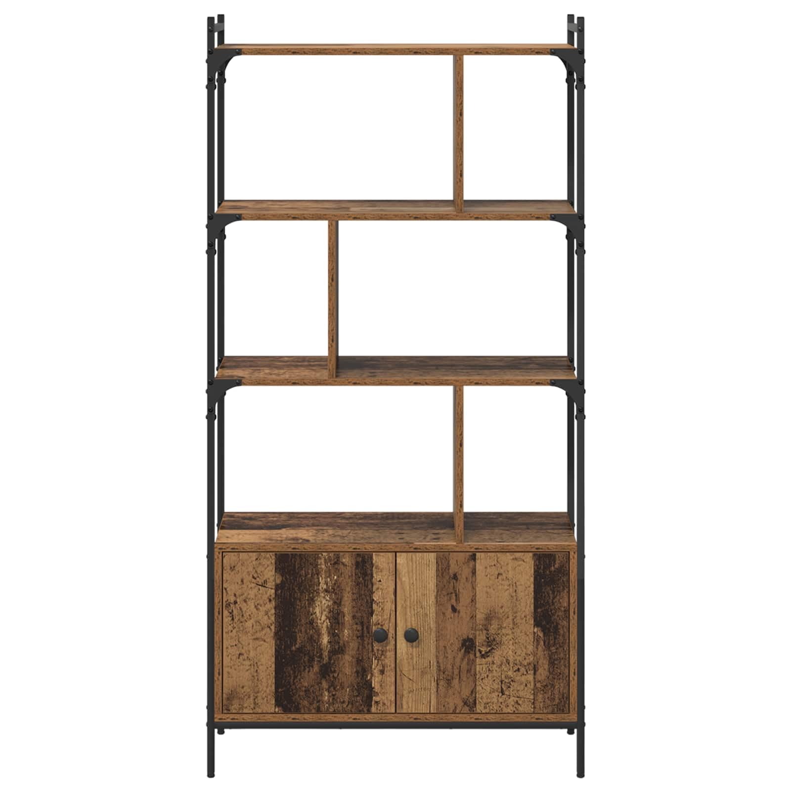 Libreria a 6 ripiani, in legno, 76,5 x 30 x 154,5 cm, con gambe in metallo e porta, per soggiorno, ufficio, cameretta dei bambini, organizer