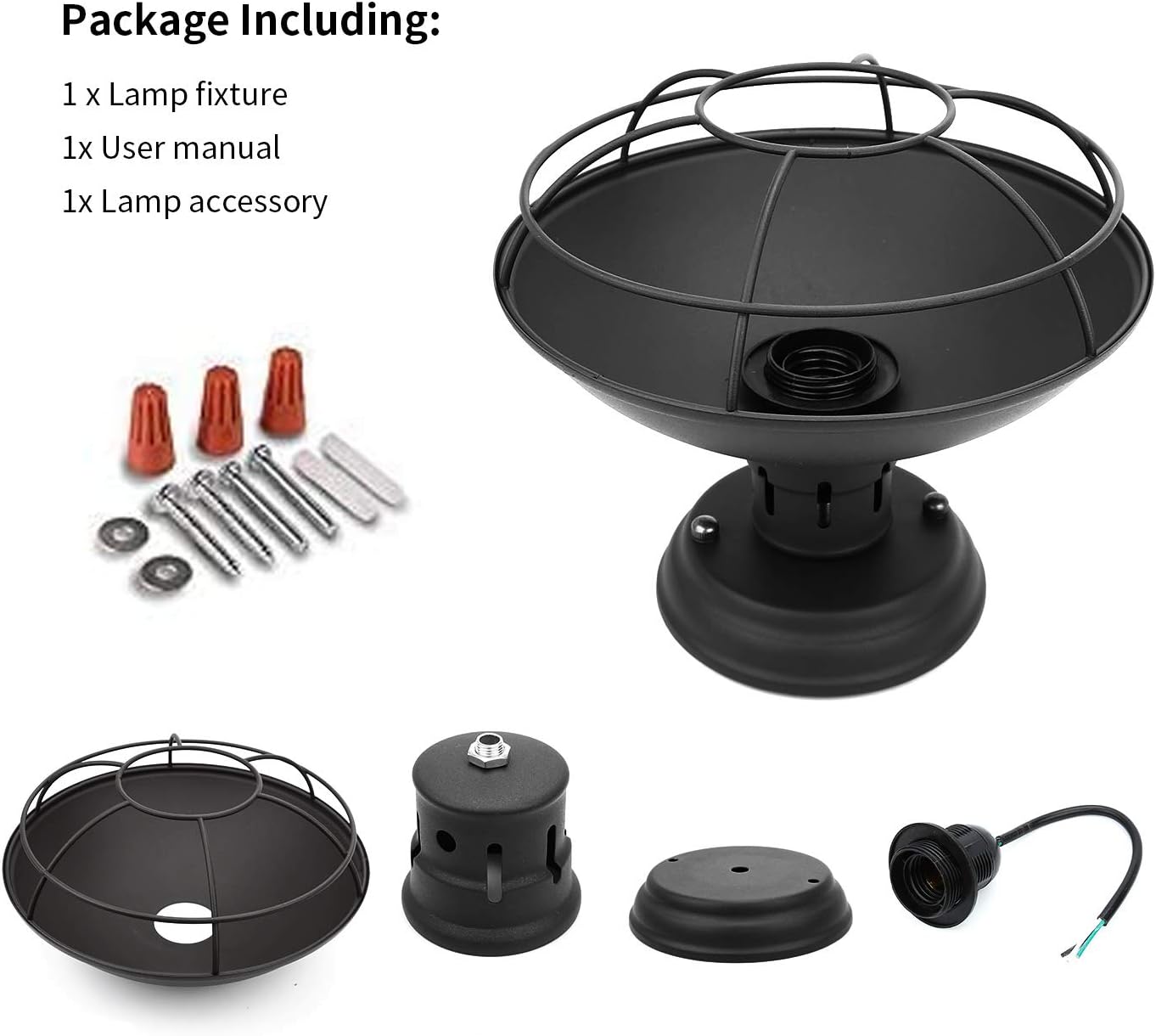 Farmhouse Flush Mount Ceiling Light - Easric Industrial Ceiling Light Fixture Rustic Black Metal Cage Close to Ceiling Lamp E26 Base for Hallway Foyer Kitchen Porch