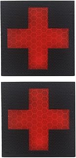 Military Patches,Reflective Medic Patches, Infrared IR EMS EMT MED Tactical Medical Red Cross Morale Hook and Loop Badge First Aid Decorative Appliques, 2 Pieces