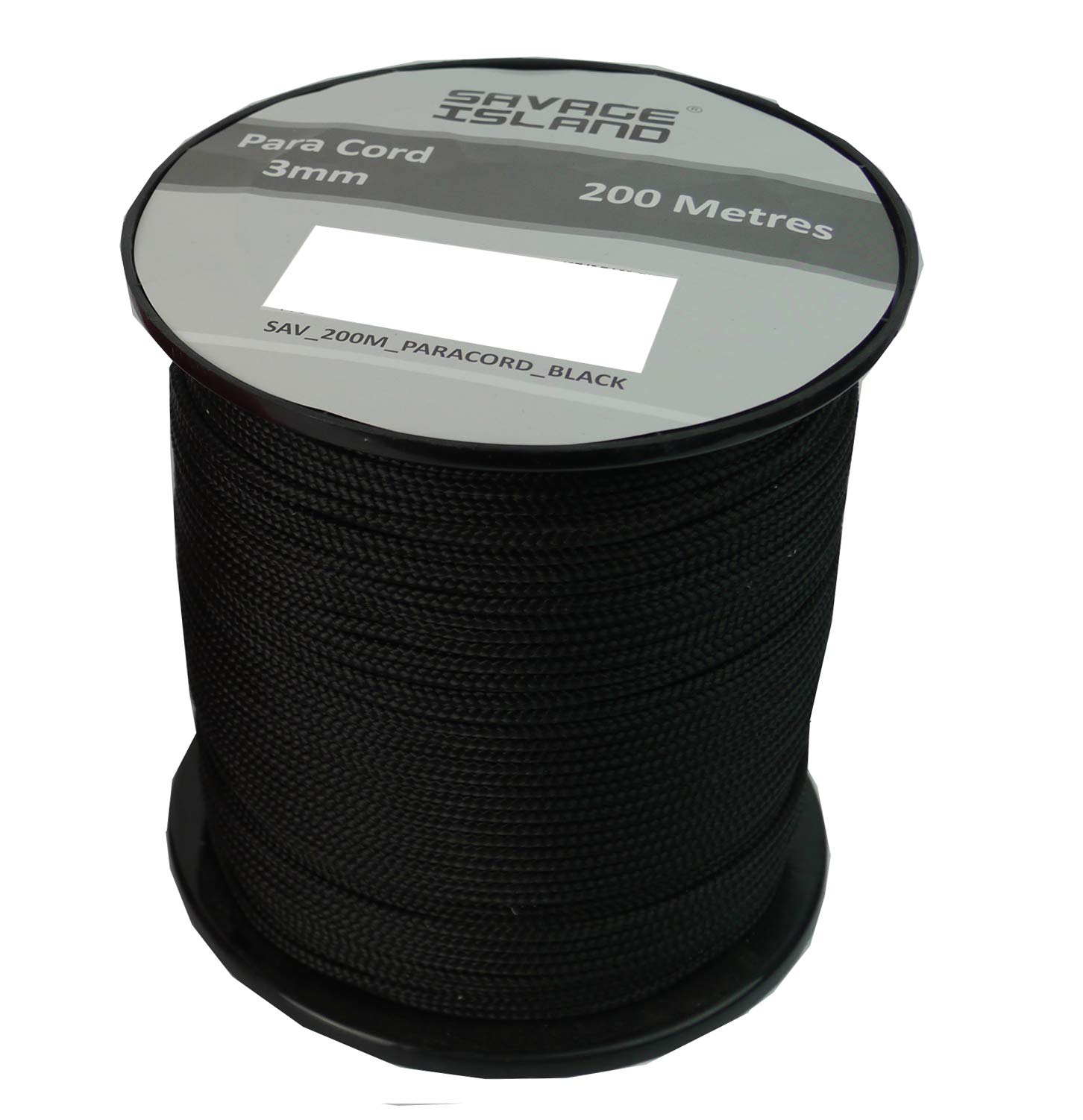 Savage Island 200m Reel Paracord Army Camping for Tent Basha Bivi Shelter Buidling Hammock Gardening Bushcraft (Black)