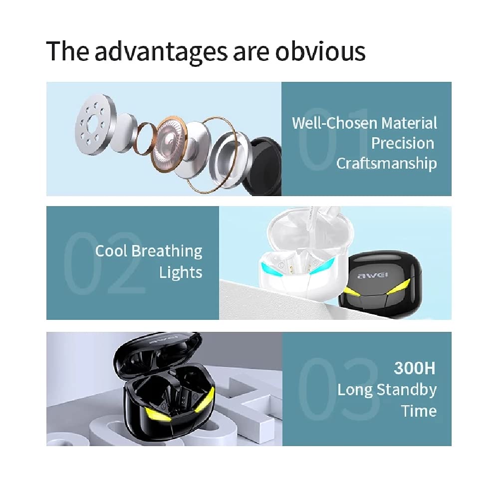 Inalámbrico In-Ear Auriculares Bluetooth 5.0 Auriculares Incorporados HD Mic Premium HiFi Sound Sound IPX5 Auriculares Impermeables para Juegos Y Deporte,Blanca