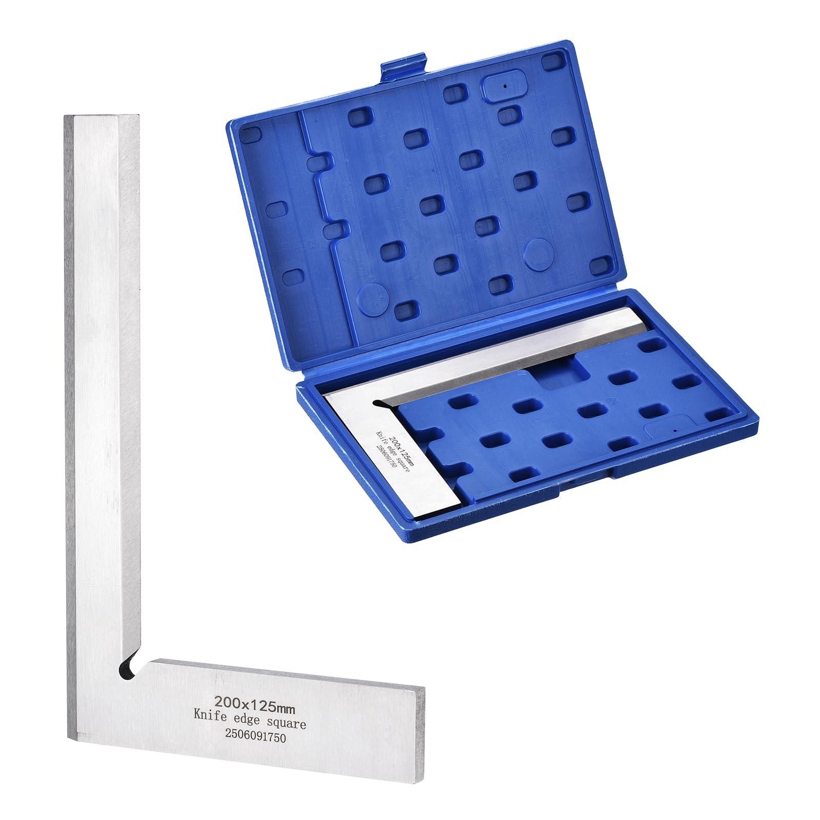 QUARKZMAN Squadra Da Meccanico 20 x 12.5 x 0.7 Cm Acciaio Al Carbonio Squadra Da Ingegnere Di Precisione Per Falegnameria Righello Angolo Retto 90 Gradi Con Base Larga Per Tracciatura
